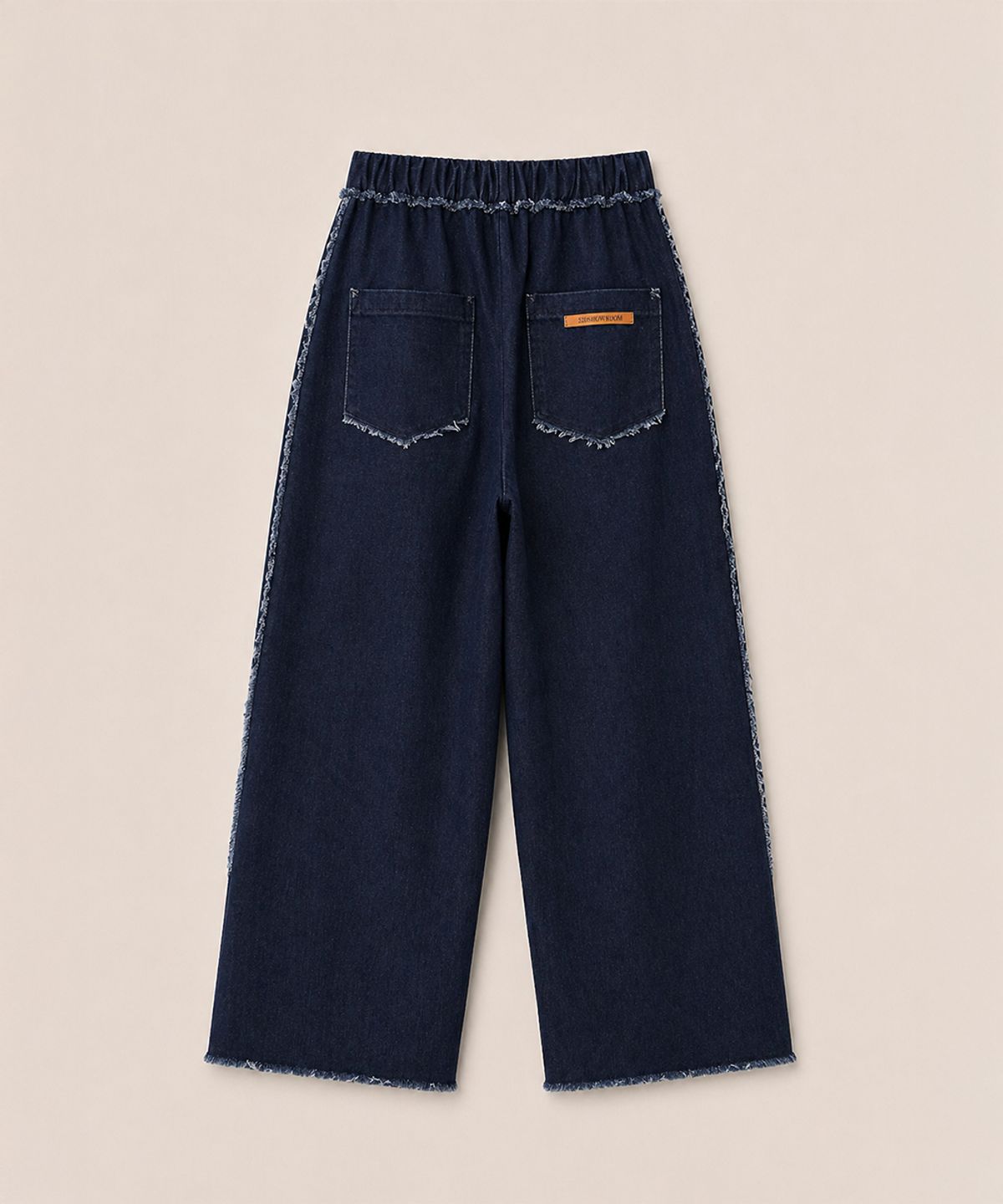320쇼룸(320SHOWROOM) Diagonal Slit Cut-Off Denim Pants Deep blue