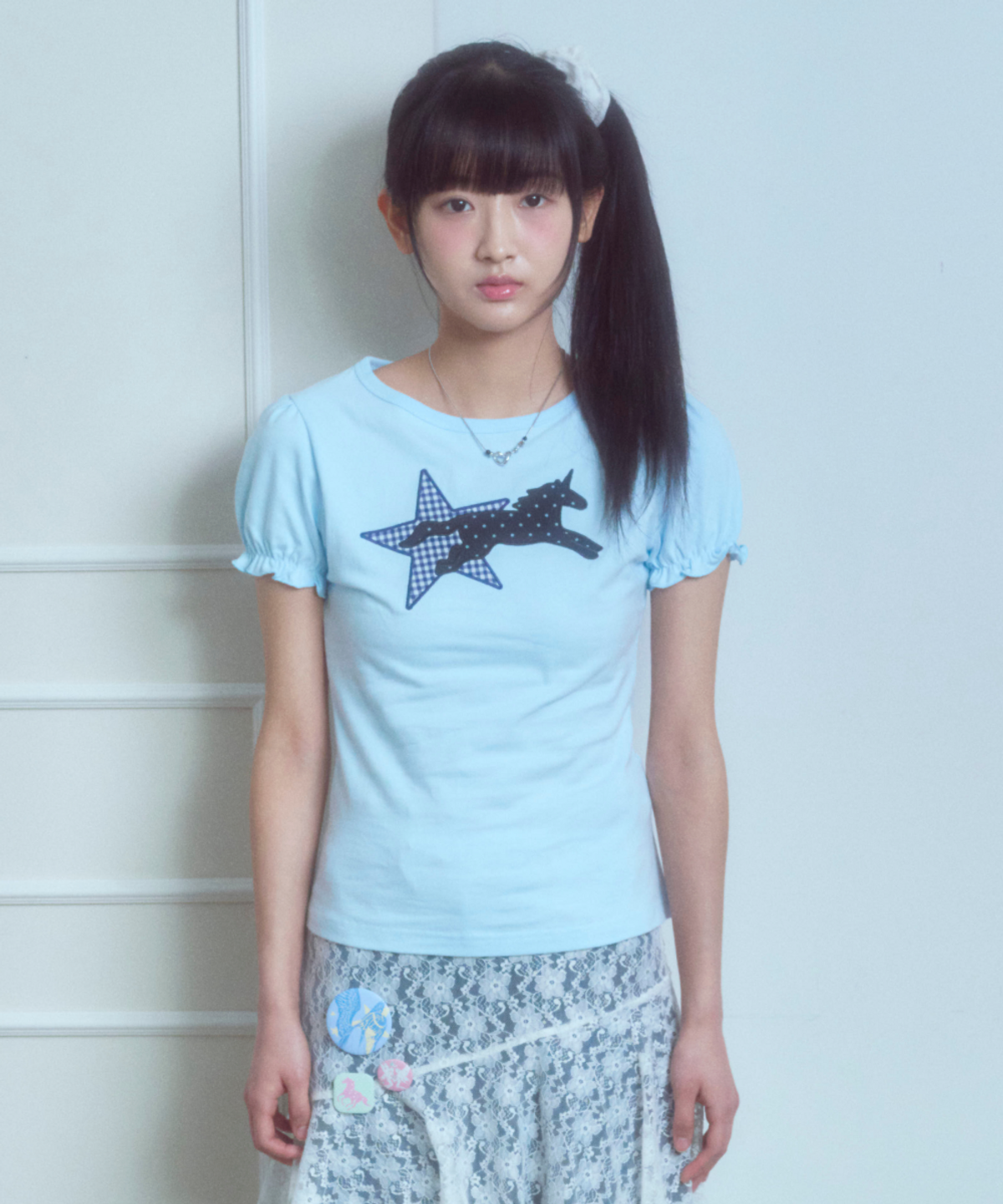 로긴 앤 로지(ROGIN N ROSIE) Starry unicorn patch T-shirt Sky Blue