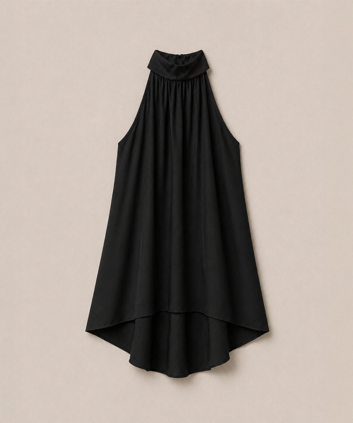320쇼룸(320SHOWROOM) Halter Neck Shirring Asymmetric Mini Dress Black