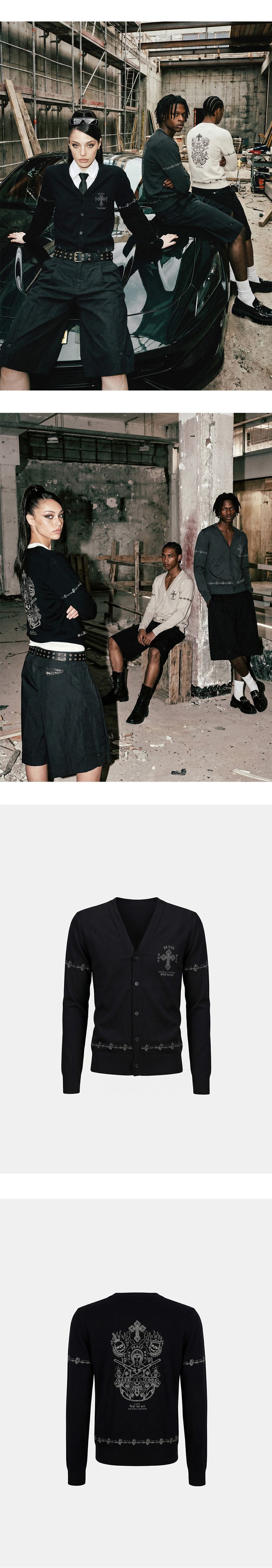 MUSINSA | BADBLOOD Peace Not War UV Cooltandard Cardigan - Black