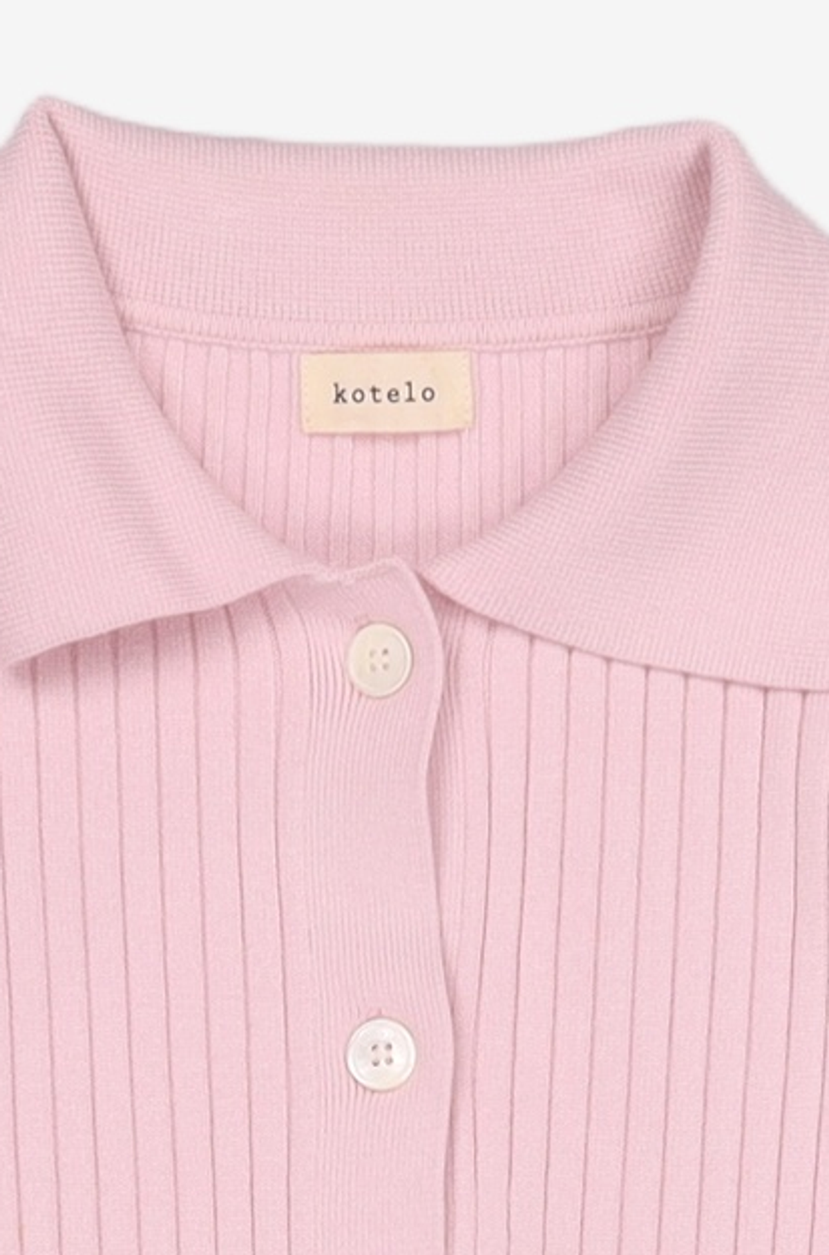 코텔로(KOTELO) Recyclepoly Ribbed Collar Cardigan  lavender pink S