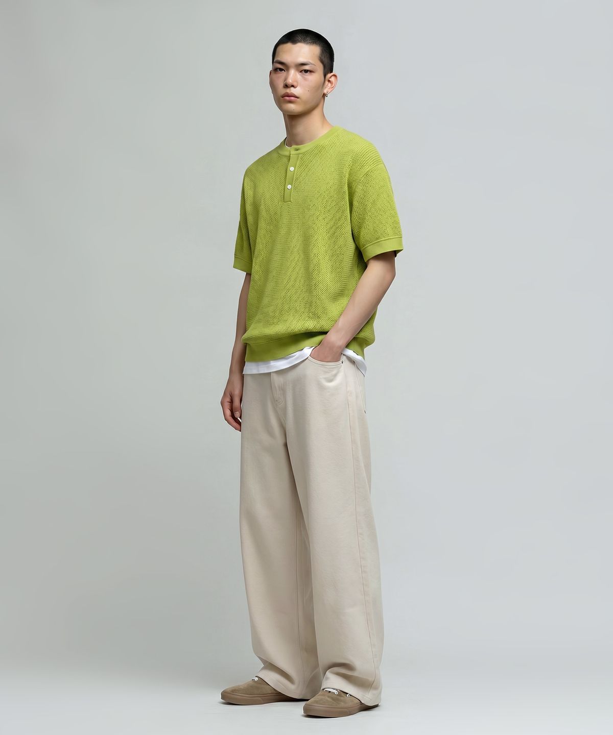 베리베인(VERYVAIN) AERO BREEZE HENLEY KNIT (LIGHT GREEN)