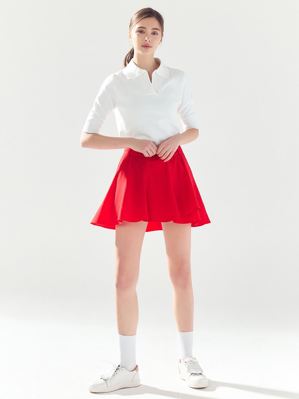 로드로아르(LORDLOAR) 언발 플레어 스커트 RED
