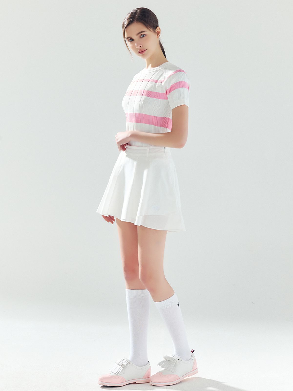 로드로아르(LORDLOAR) 언발 플레어 스커트 WHITE