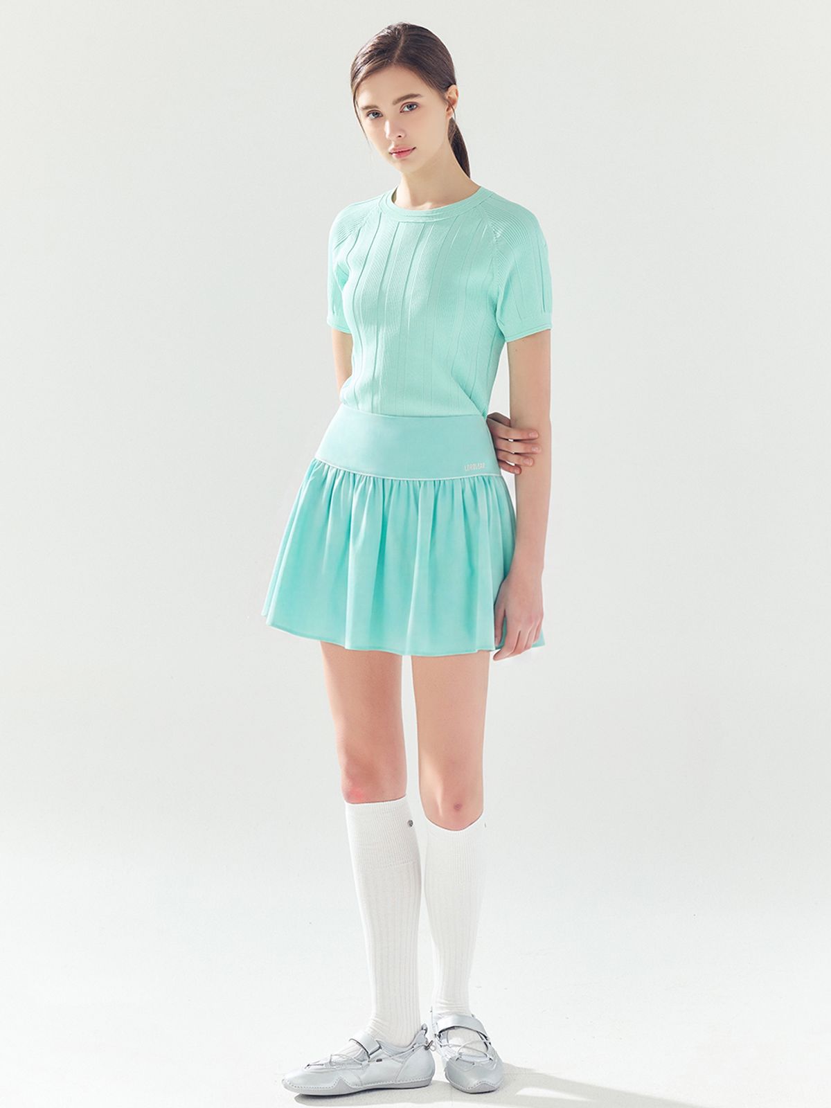 로드로아르(LORDLOAR) 더블 셔링 스커트 MINT