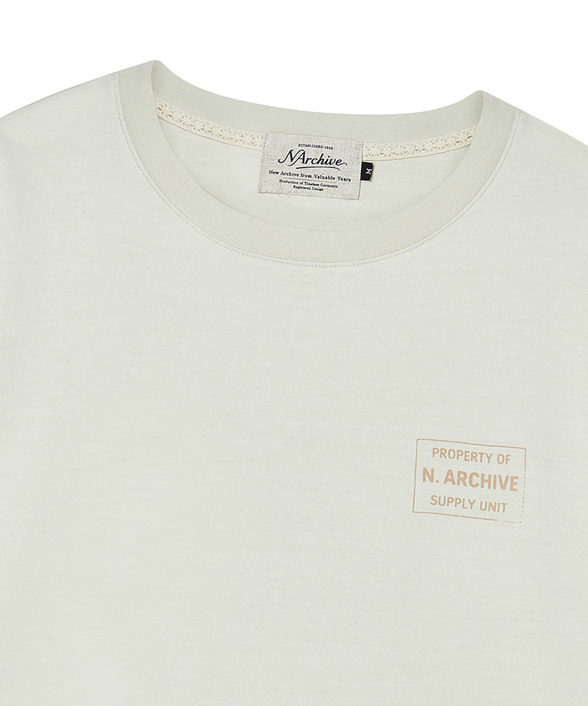 비욘드클로젯(BEYOND CLOSET) [COLLECTION LINE] 빈티지 익스플로러 워시드 반팔 티셔츠 아이보리