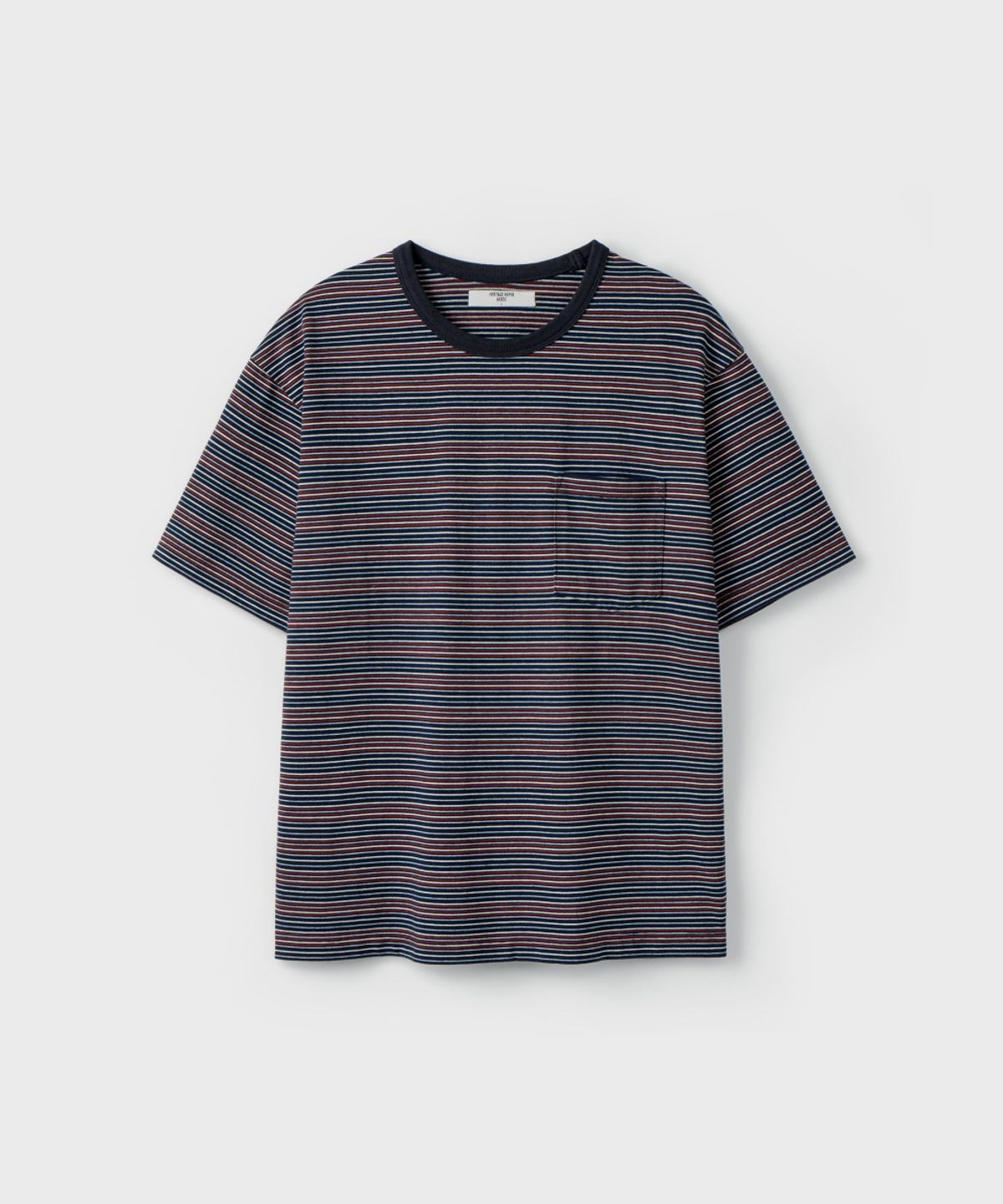 유니온블루(UNION BLUE) WASHED BORDER S/S T-SHIRT [MIDNIGHT]