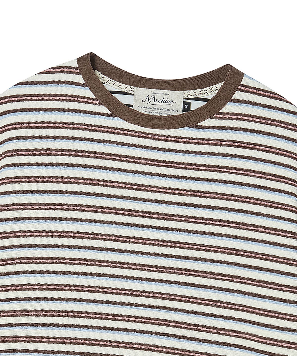 비욘드클로젯(BEYOND CLOSET) [COLLECTION LINE] 에어리 스트라이프 반팔 니트 멀티