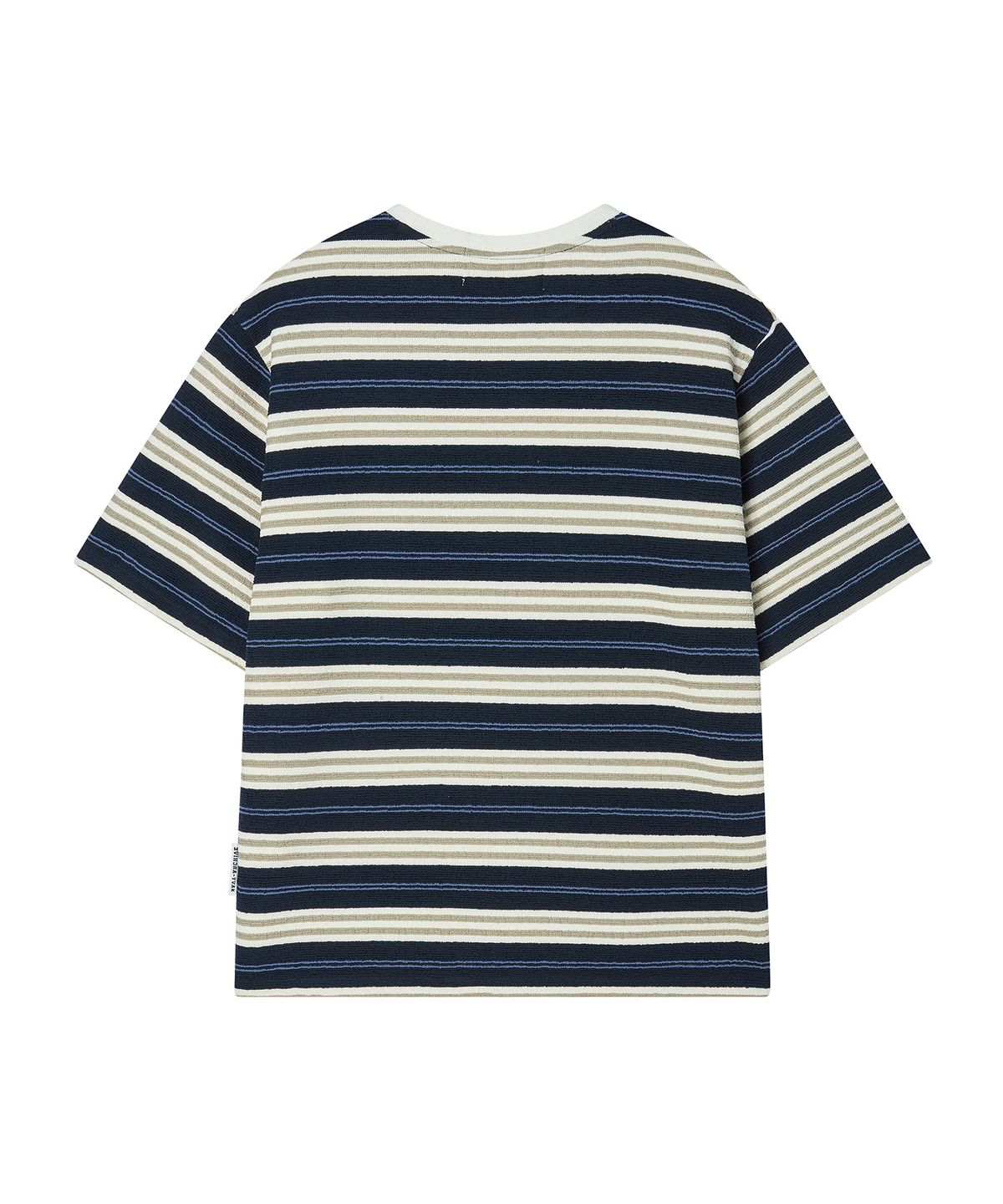 비욘드클로젯(BEYOND CLOSET) [COLLECTION LINE] 에어리 스트라이프 반팔 니트 네이비