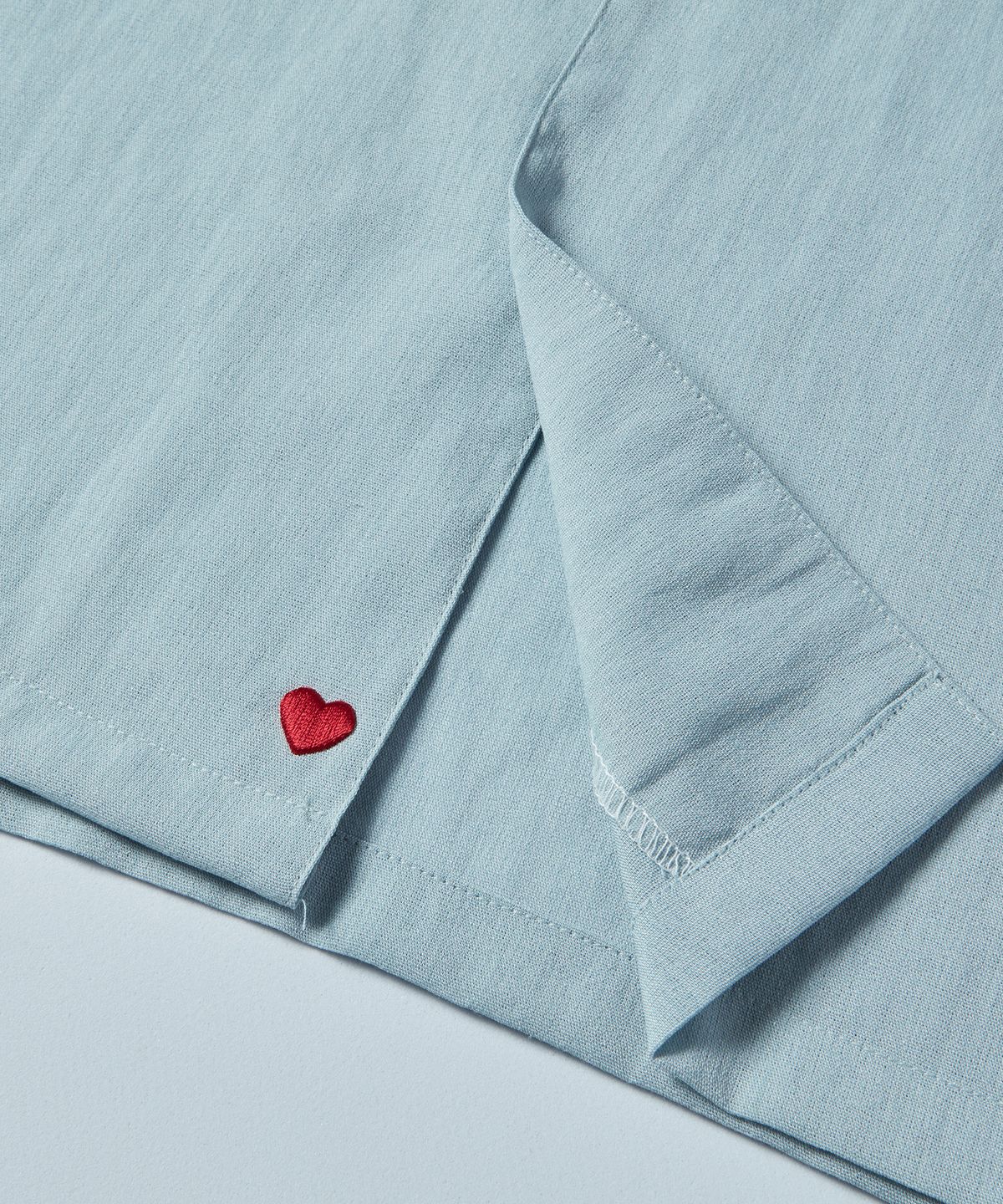 비욘드클로젯(BEYOND CLOSET) [COLLECTION LINE] 에어리 린넨 블렌드 오픈 카라 반팔 셔츠 블루