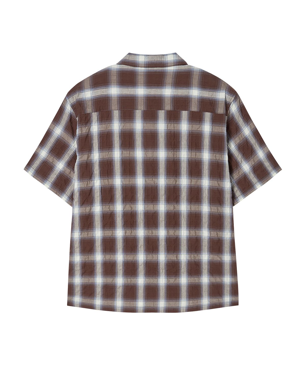 비욘드클로젯(BEYOND CLOSET) [COLLECTION LINE] 에어리 시어서커 체크 오픈 카라 반팔 셔츠 멀티