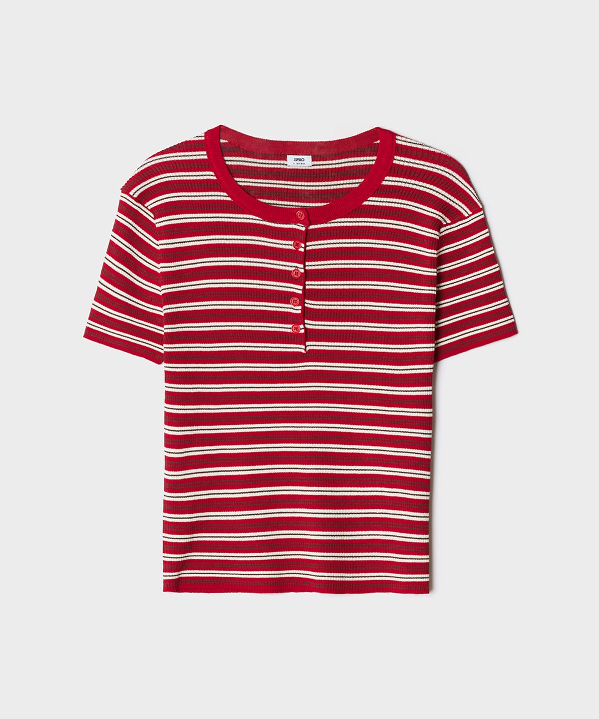스파오(SPAO) [COOL] 헨리넥 골지 반팔 니트_SPKWG25G01