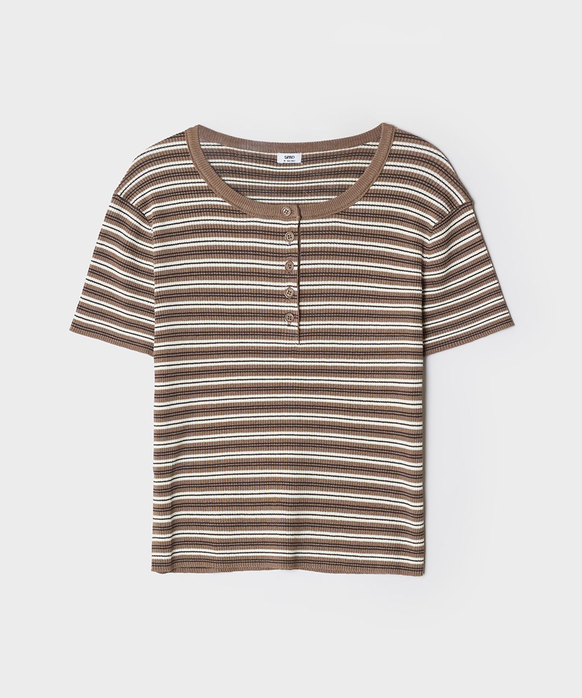 스파오(SPAO) [COOL] 헨리넥 골지 반팔 니트_SPKWG25G01