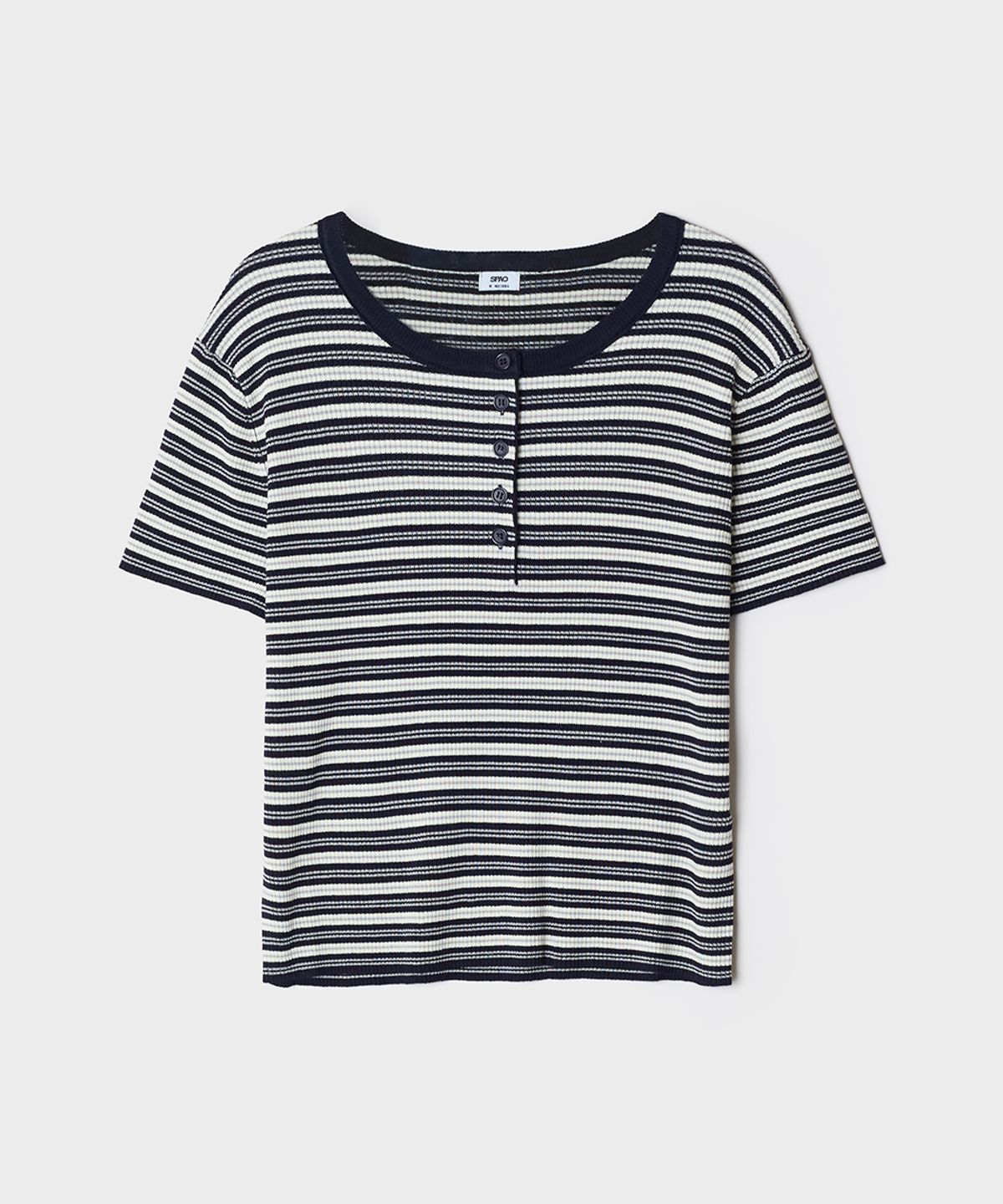스파오(SPAO) [COOL] 헨리넥 골지 반팔 니트_SPKWG25G01