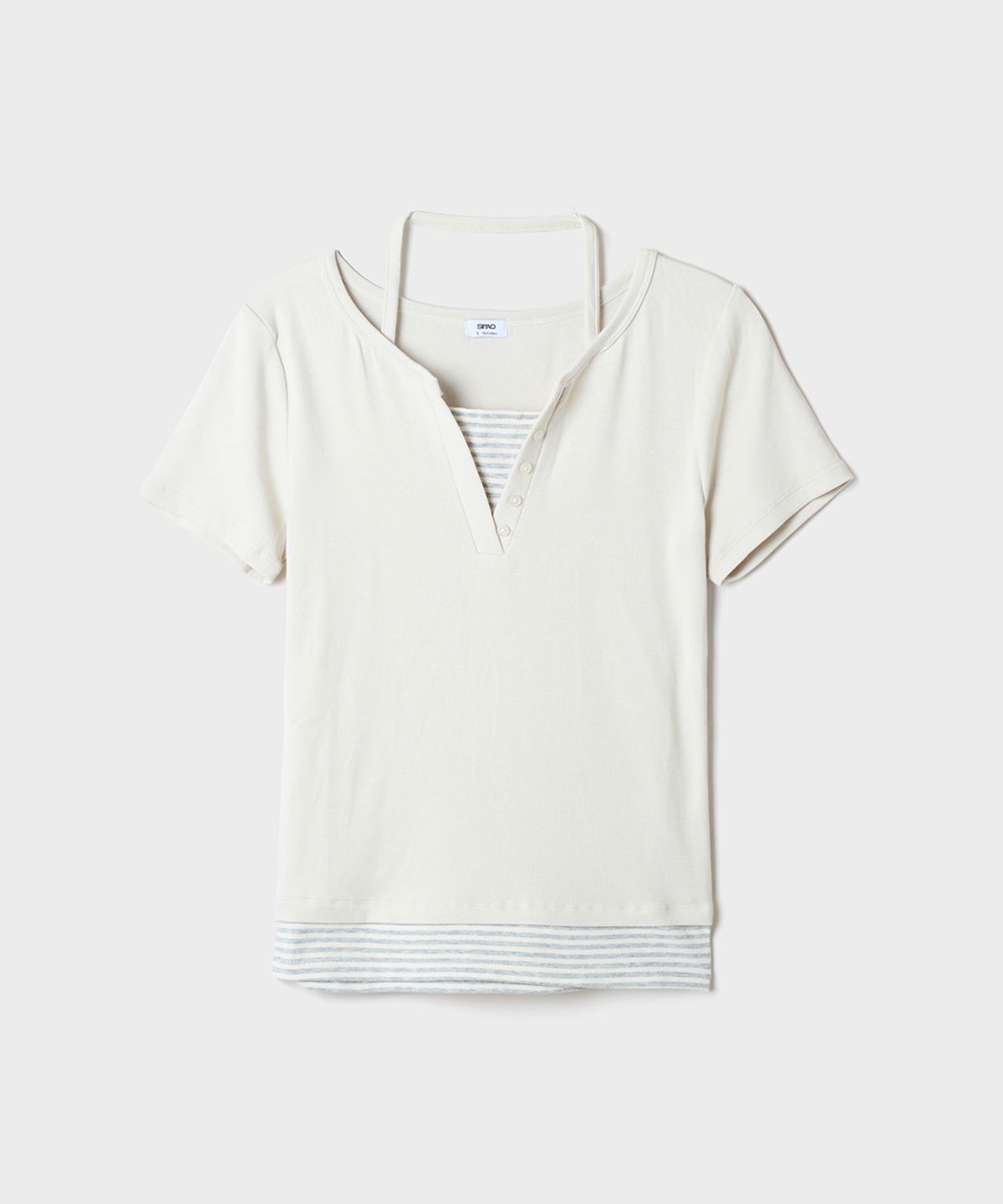 스파오(SPAO) 스트라이프 레이어드 반팔티_SPRWG25G06