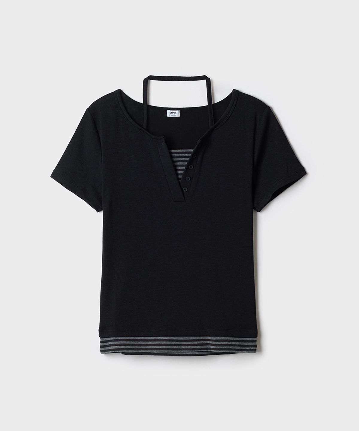 스파오(SPAO) 스트라이프 레이어드 반팔티_SPRWG25G06