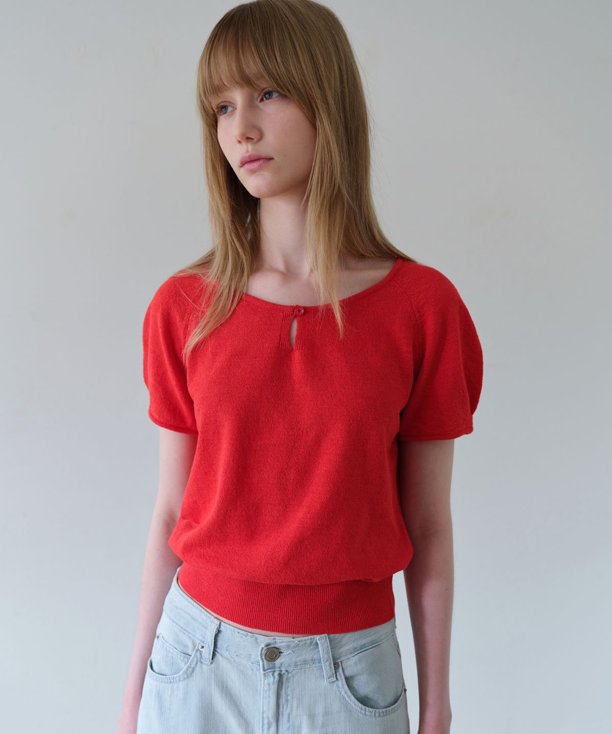 아위(AHWE) 썸머 보트넥 니트_레드