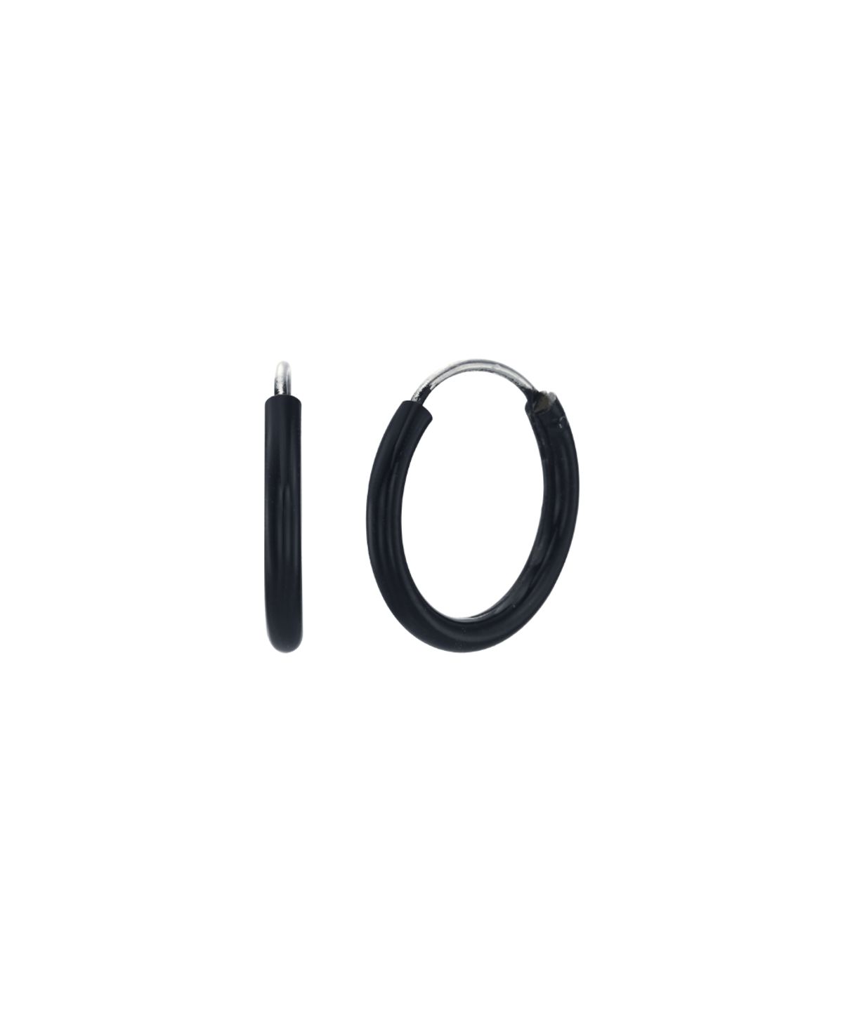 더스틸룸(THESTILLROOM) [SILVER] #E2621 Black epoxy hoop earring