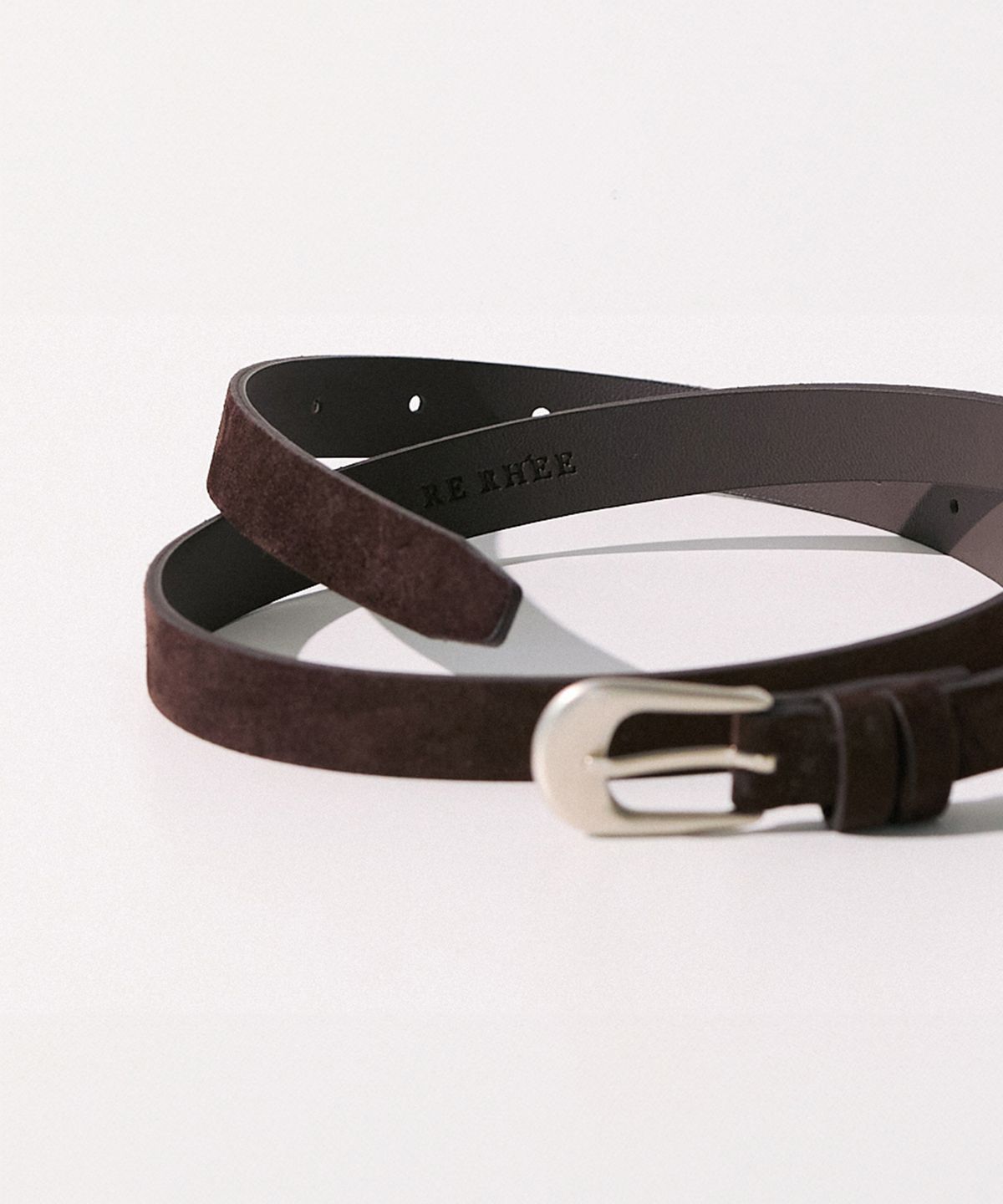 리이(RE RHEE) SUEDE LEATHER BELT CHOCOLATE