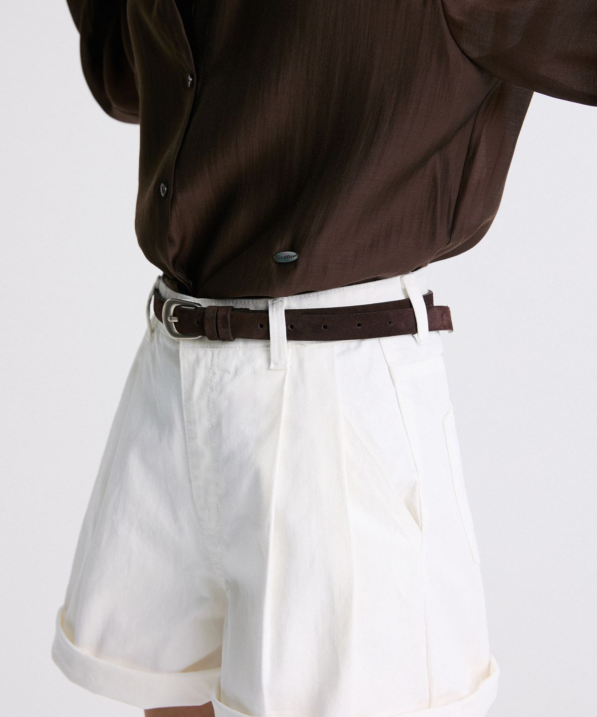 리이(RE RHEE) SUEDE LEATHER BELT CHOCOLATE