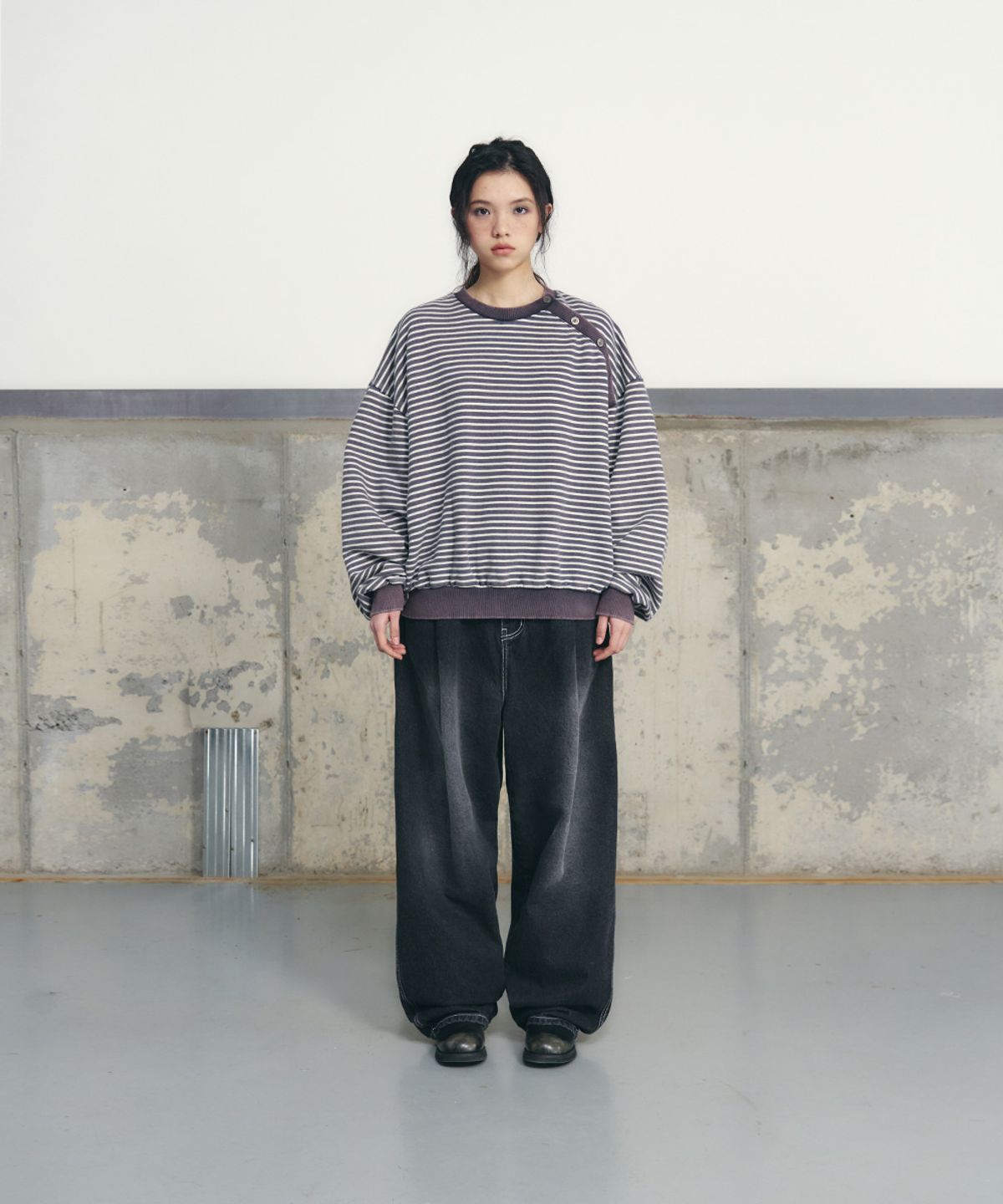언유즈랩(UNUSEDLAB) 원턱 데님 팬츠 [블랙]
