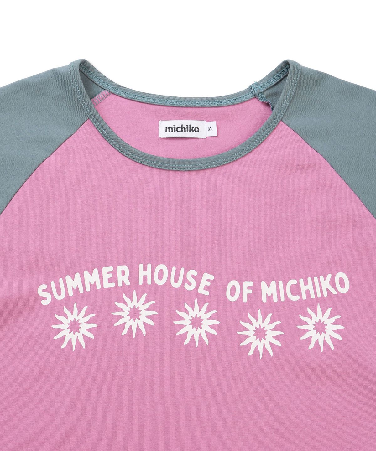 미치코런던 코시노(MICHIKO LONDON KOSHINO) 썬 크롭 레글런 티셔츠 핑크