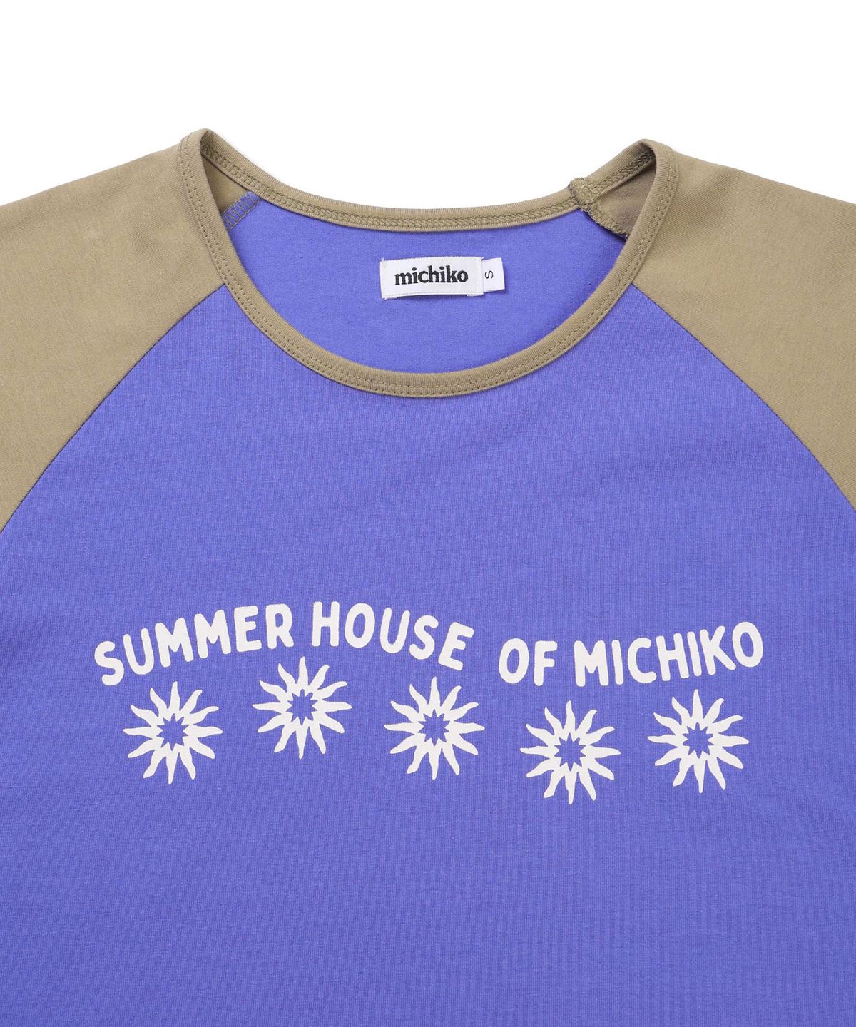 미치코런던 코시노(MICHIKO LONDON KOSHINO) 썬 크롭 레글런 티셔츠 퍼플 블루