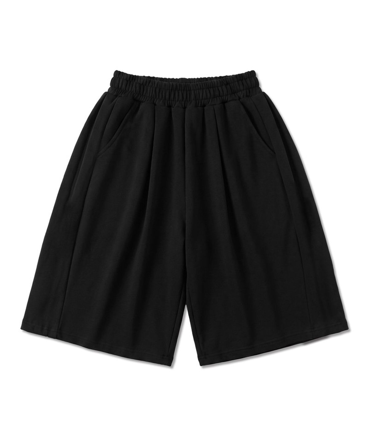 언더오프(UNDEROFF) 벌룬 커브드 사이드턱 버뮤다 팬츠 블랙