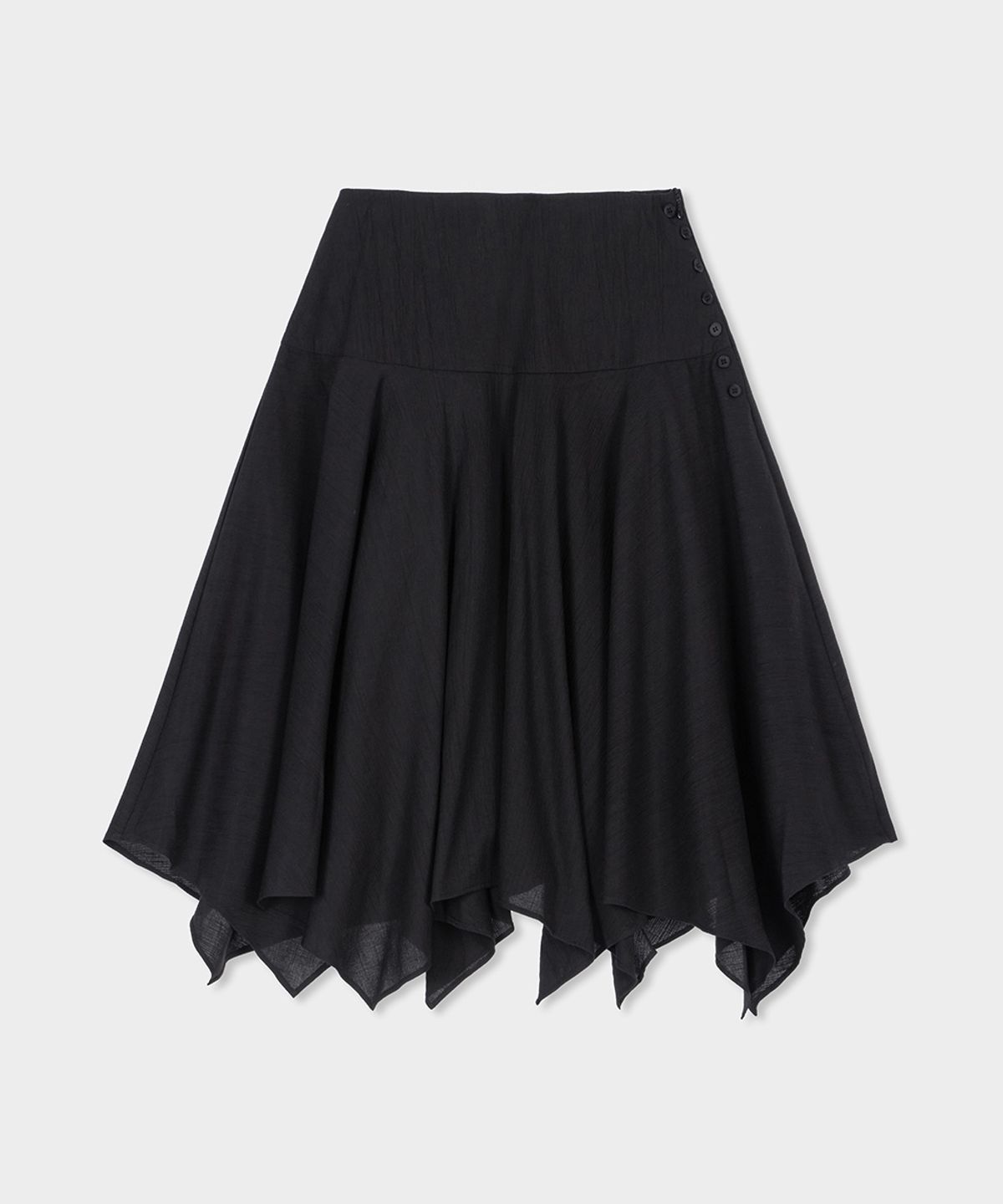 벨로엘(BELLOL) Unbalance button skirt BLACK