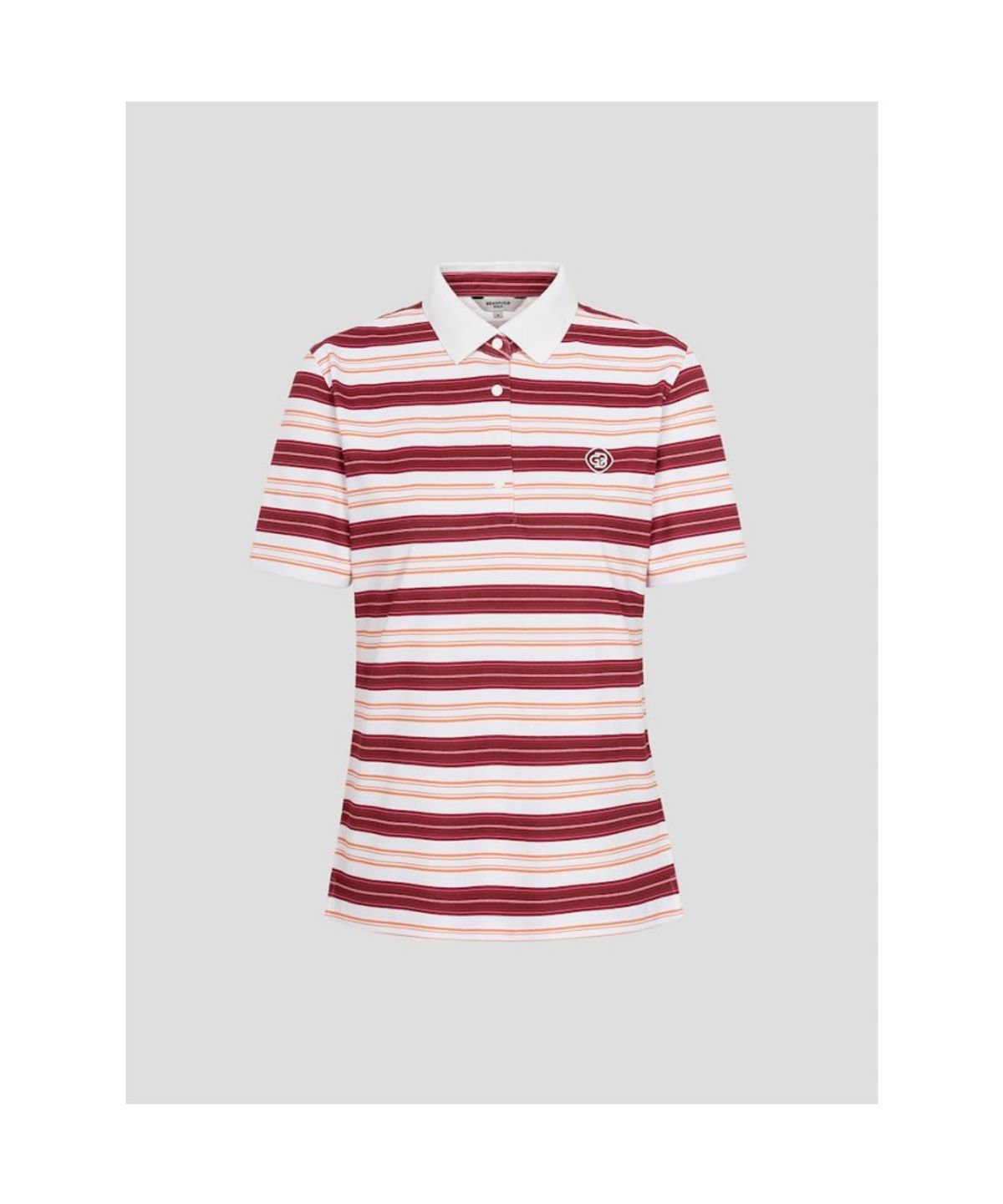 빈폴골프(BEANPOLE GOLF) 여성 스트라이프 반소매 티셔츠 - 와인