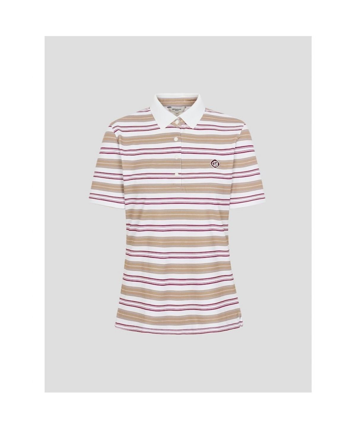 빈폴골프(BEANPOLE GOLF) 여성 스트라이프 반소매 티셔츠 - 베이지
