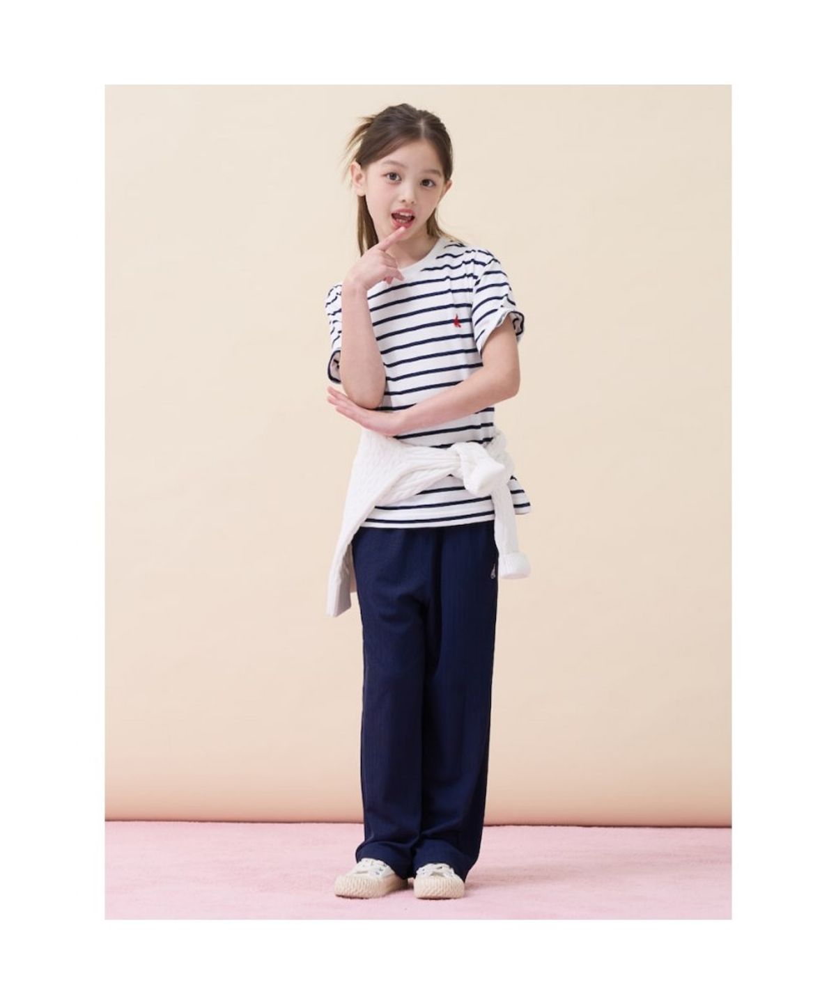 빈폴 키즈(BEANPOLE KIDS) 여아 골지 여아 와이드 팬츠  네이비 (BI6121G05R)
