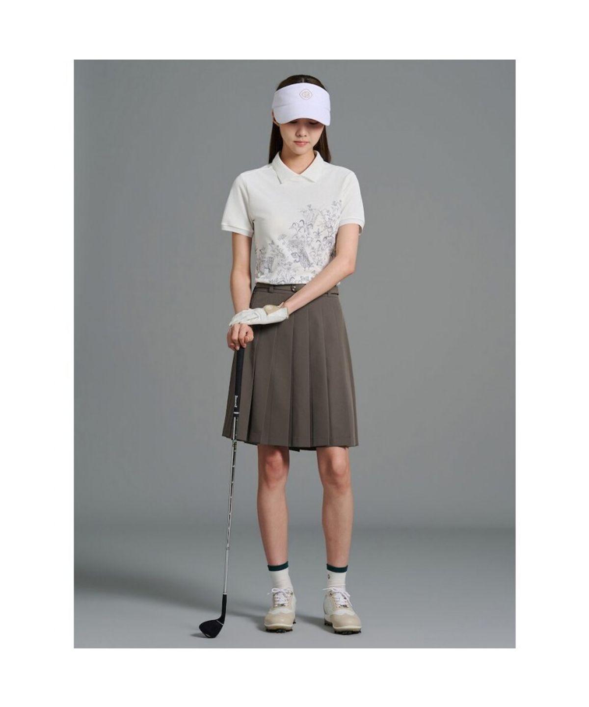 빈폴골프(BEANPOLE GOLF) [다리아송] 여성 긴기장 플리츠 큐롯 - 카키