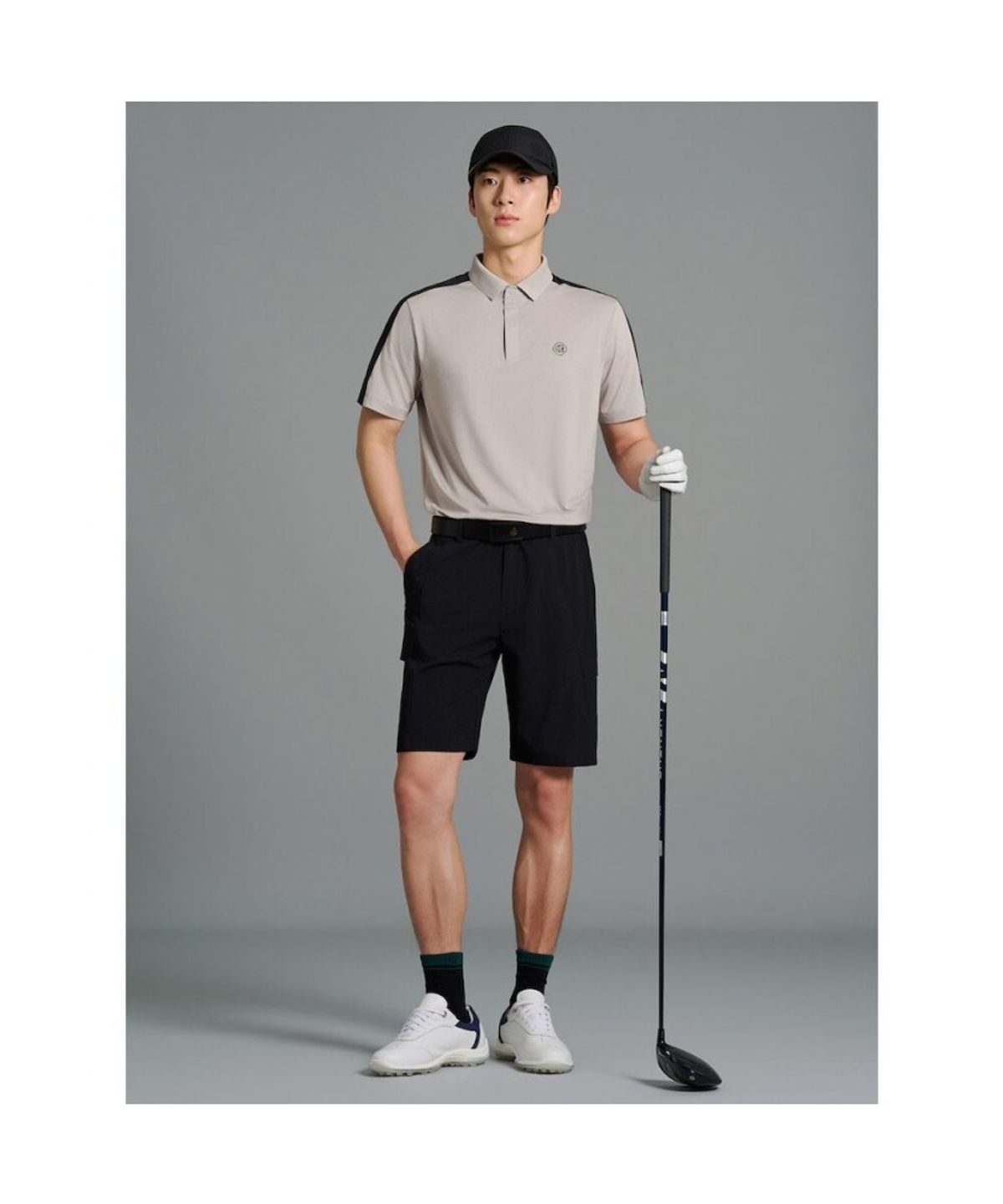 빈폴골프(BEANPOLE GOLF) [B_under] 남성 어깨 컬러 배색 반소매 티셔츠 - 베이지