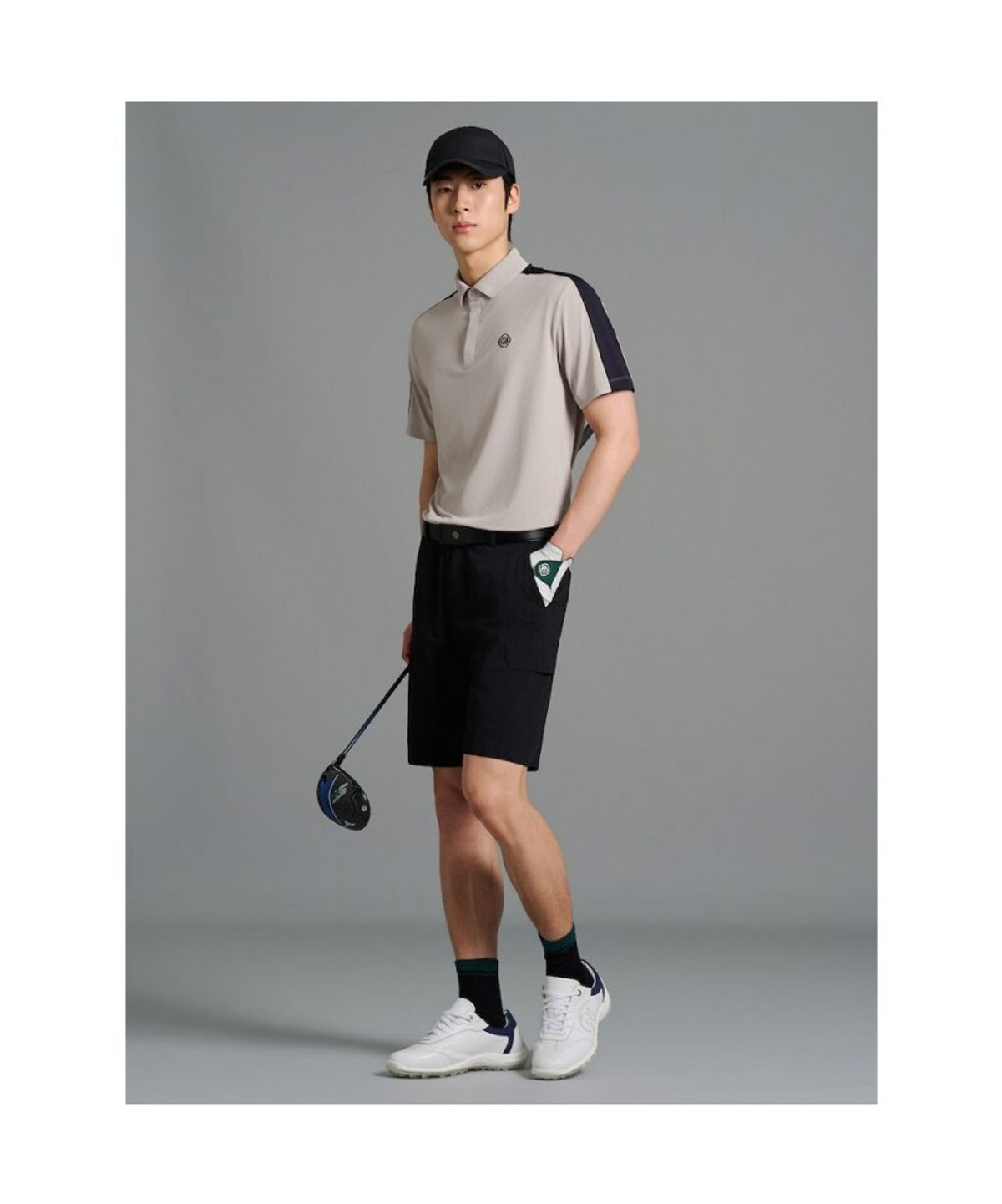 빈폴골프(BEANPOLE GOLF) [B_under] 남성 어깨 컬러 배색 반소매 티셔츠 - 베이지