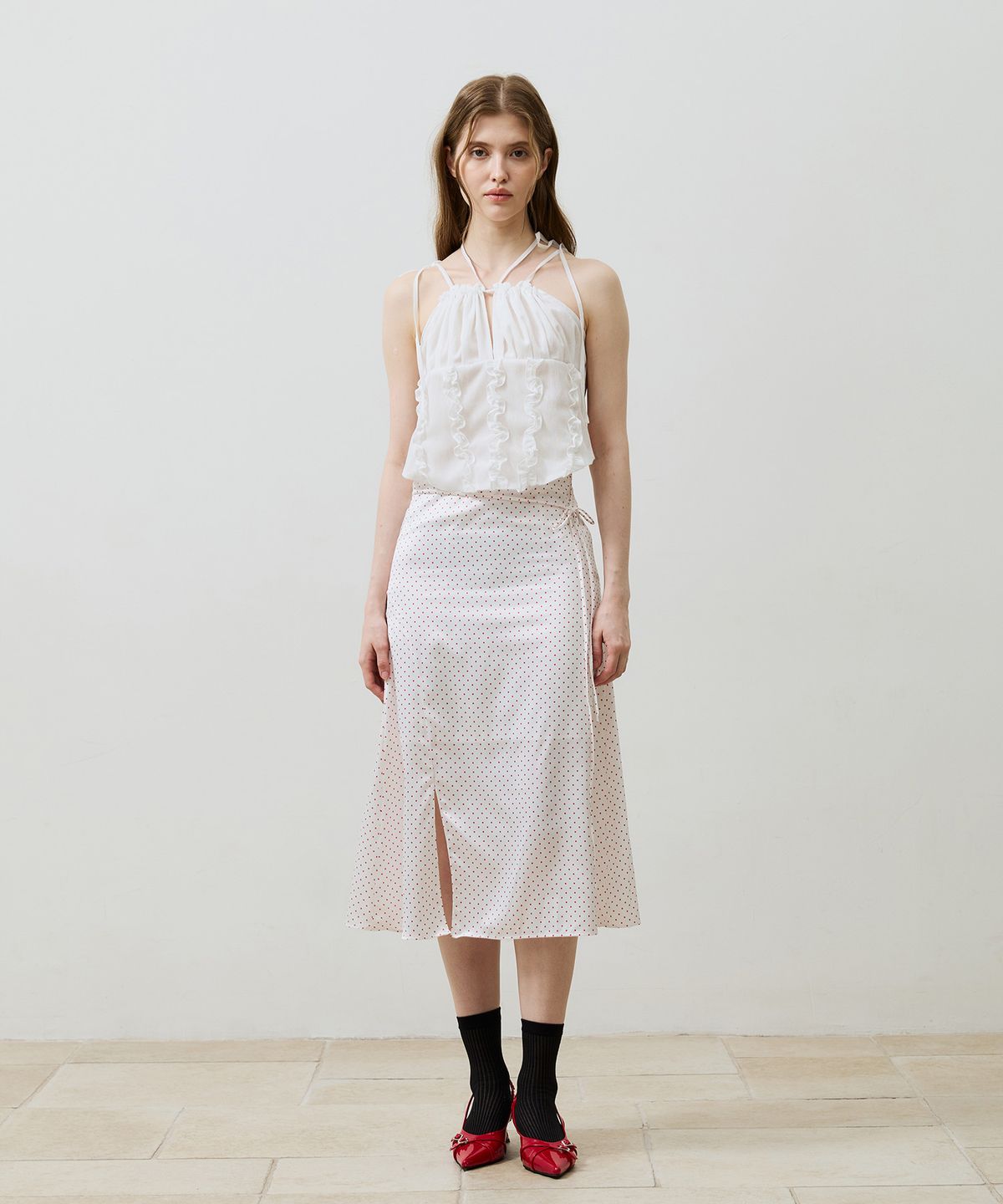 아리킴(ARIKIM) TINY DOT SLIT SKIRT / RED