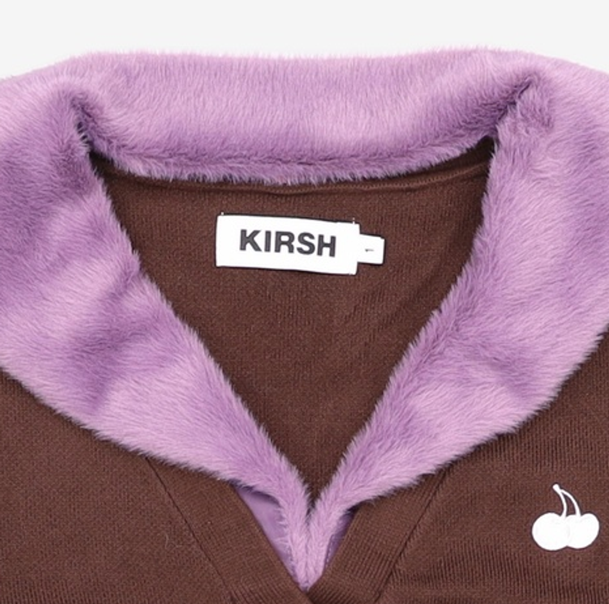 키르시(KIRSH) 스몰 체리 페이크 퍼 크롭 가디건 [브라운] 1
