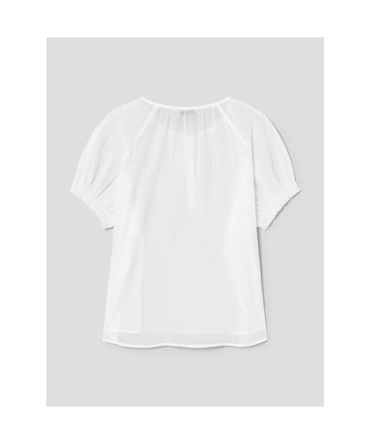 앙개(ANGGAE) Sheer Short Sleeve Blouse  White