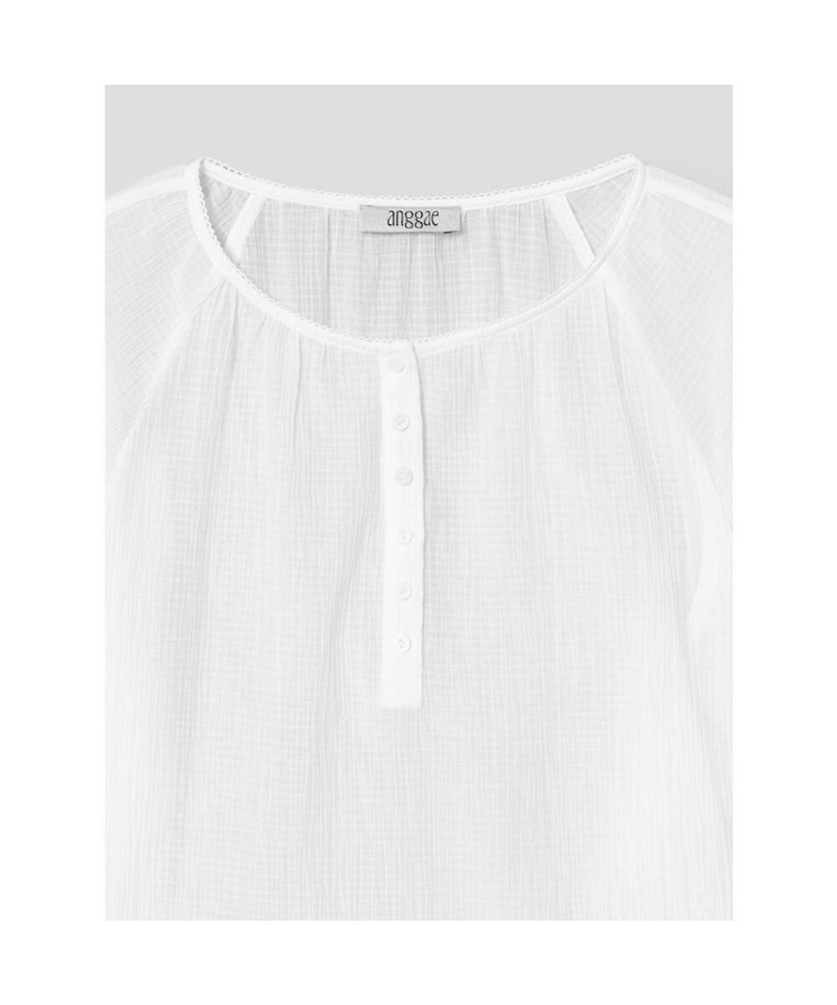 앙개(ANGGAE) Sheer Short Sleeve Blouse  White