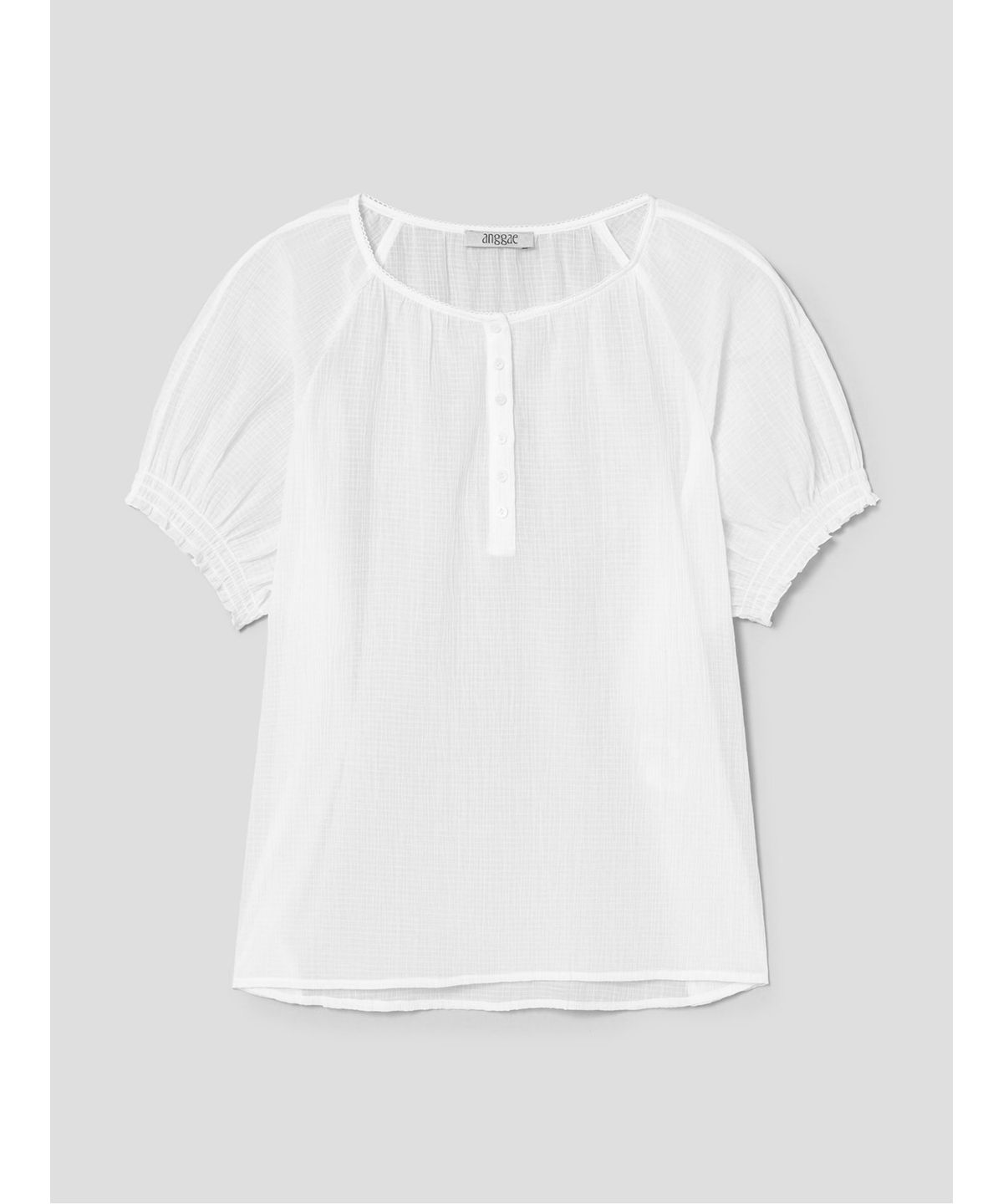 앙개(ANGGAE) Sheer Short Sleeve Blouse  White