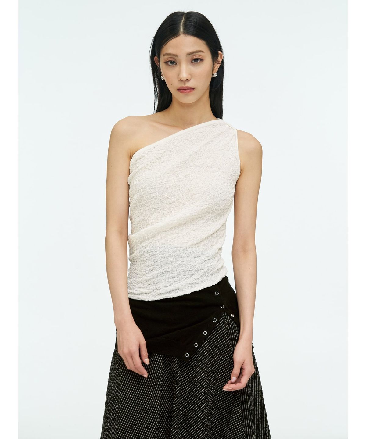 앙개(ANGGAE) Textured Tube Top  White