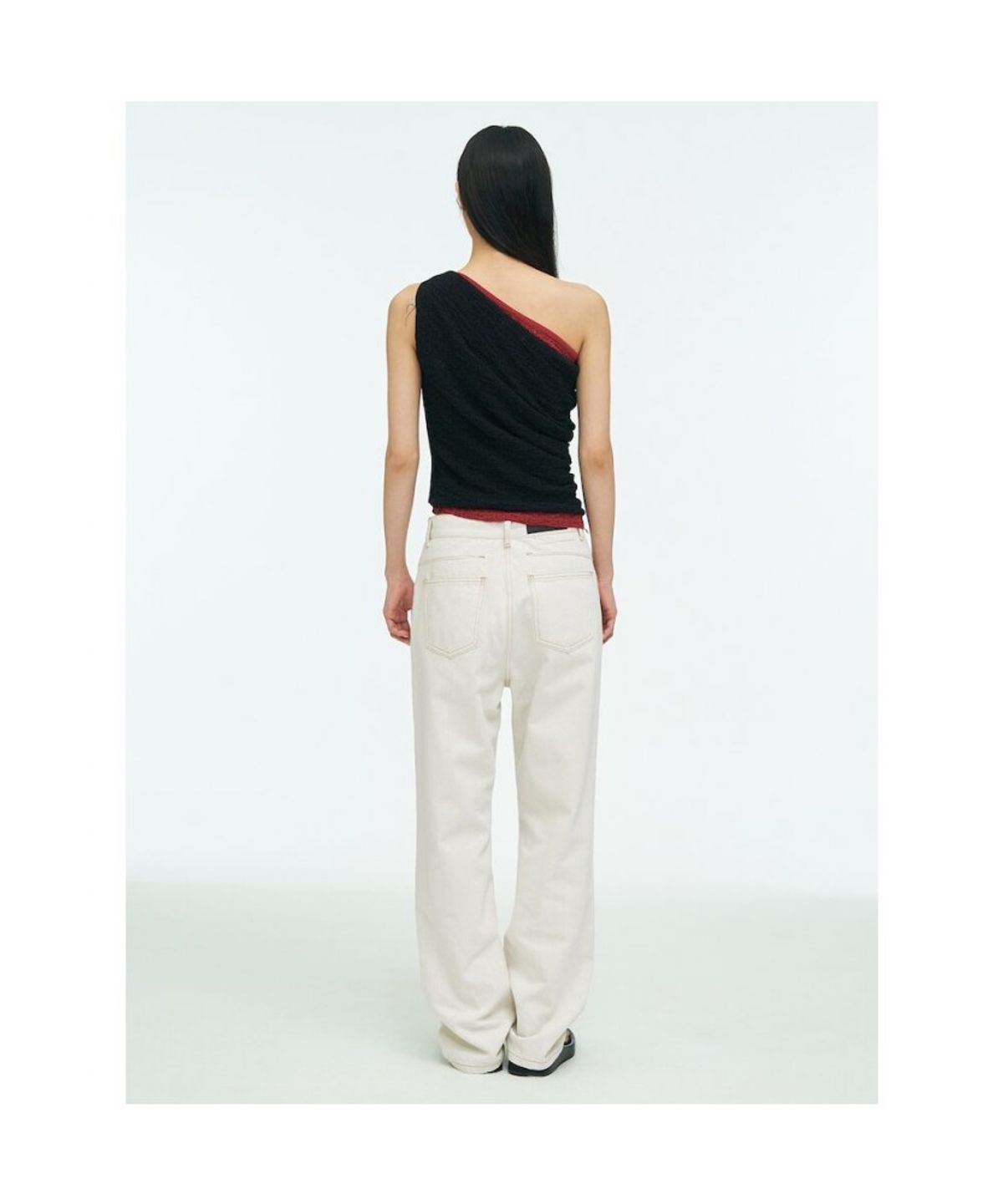 앙개(ANGGAE) Textured Tube Top  Black