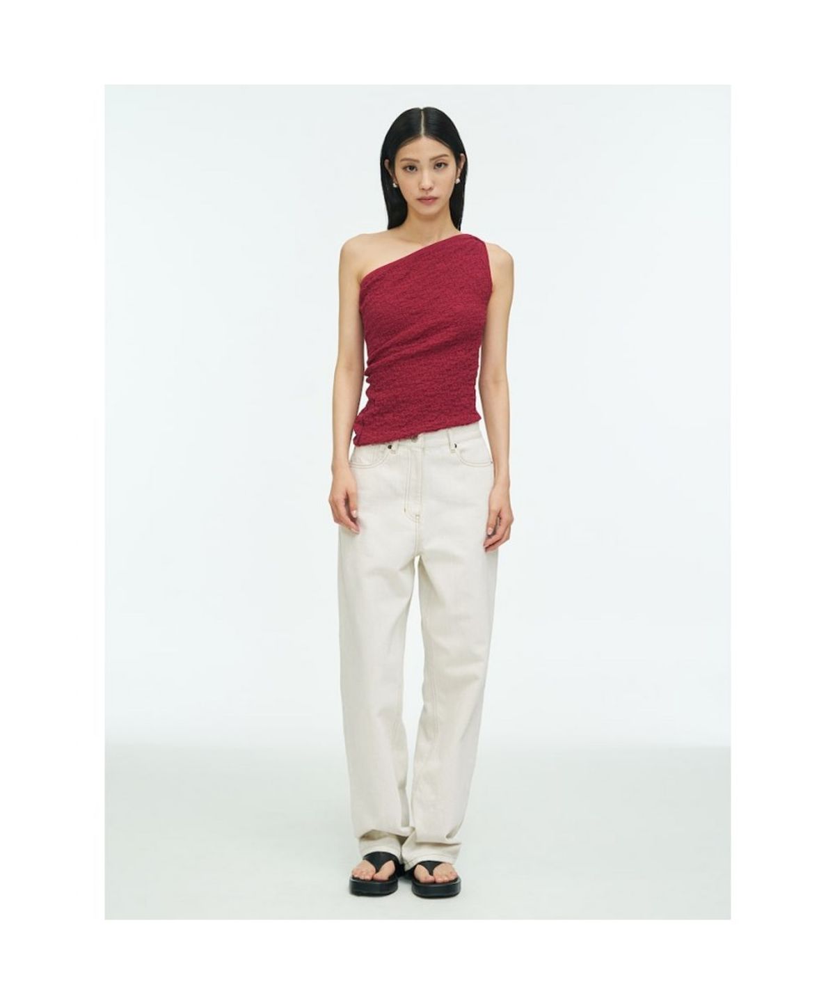 앙개(ANGGAE) Textured Tube Top  Red