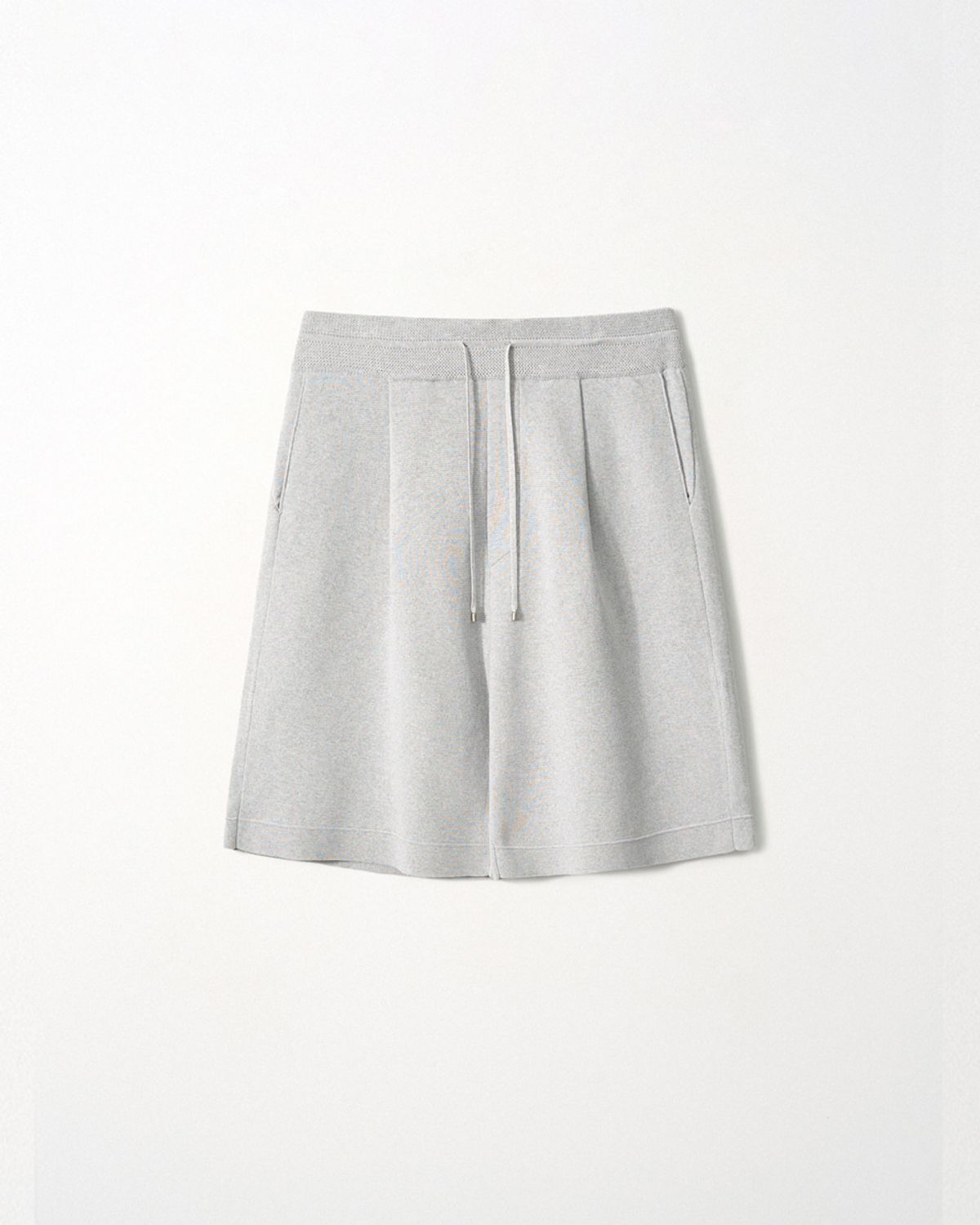 이지오(EZIO) One-Tuck Knit Shorts_Light Grey