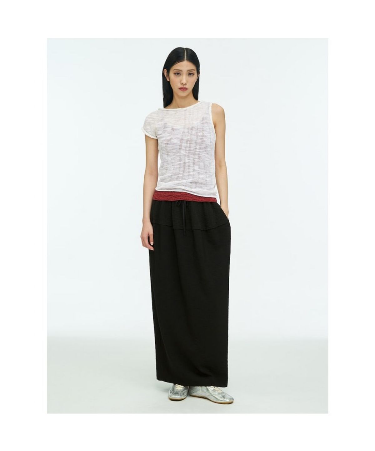 앙개(ANGGAE) Wave Knit Top  White