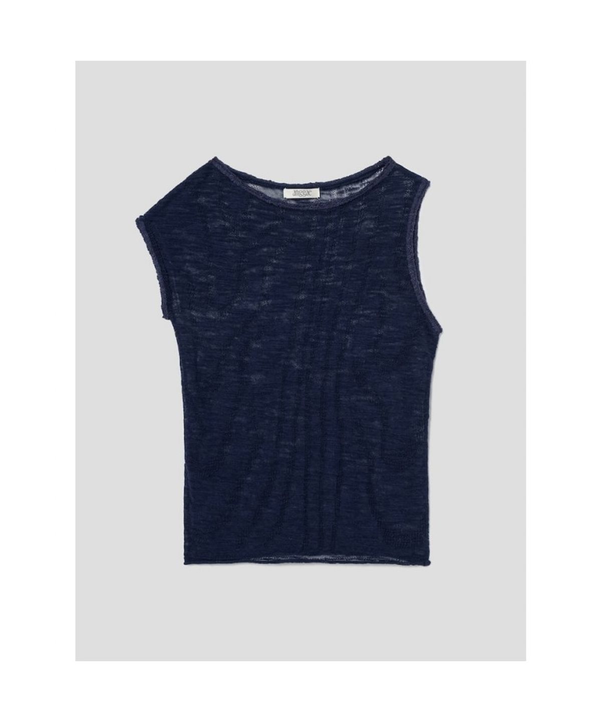 앙개(ANGGAE) Wave Knit Top  Navy
