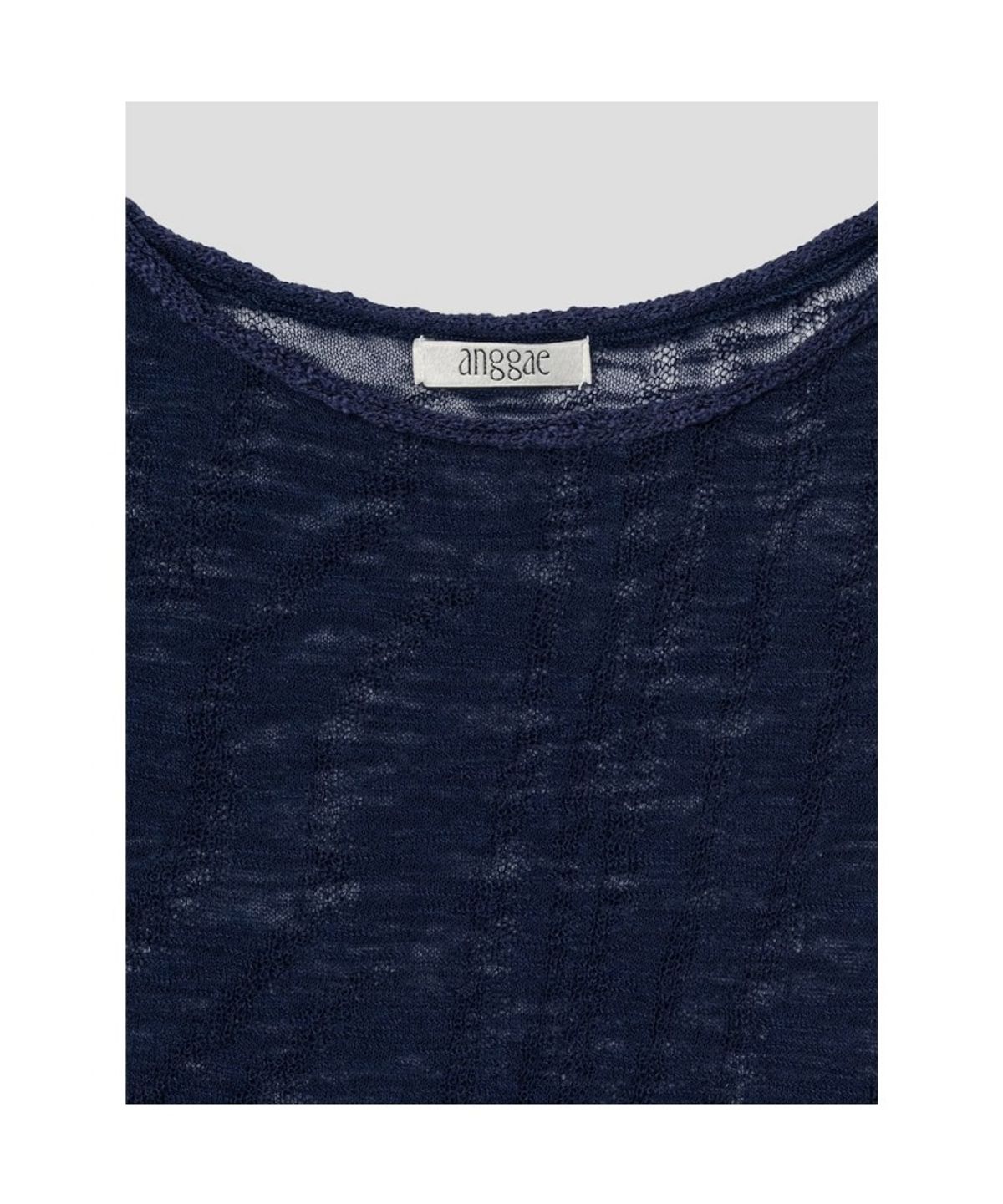 앙개(ANGGAE) Wave Knit Top  Navy