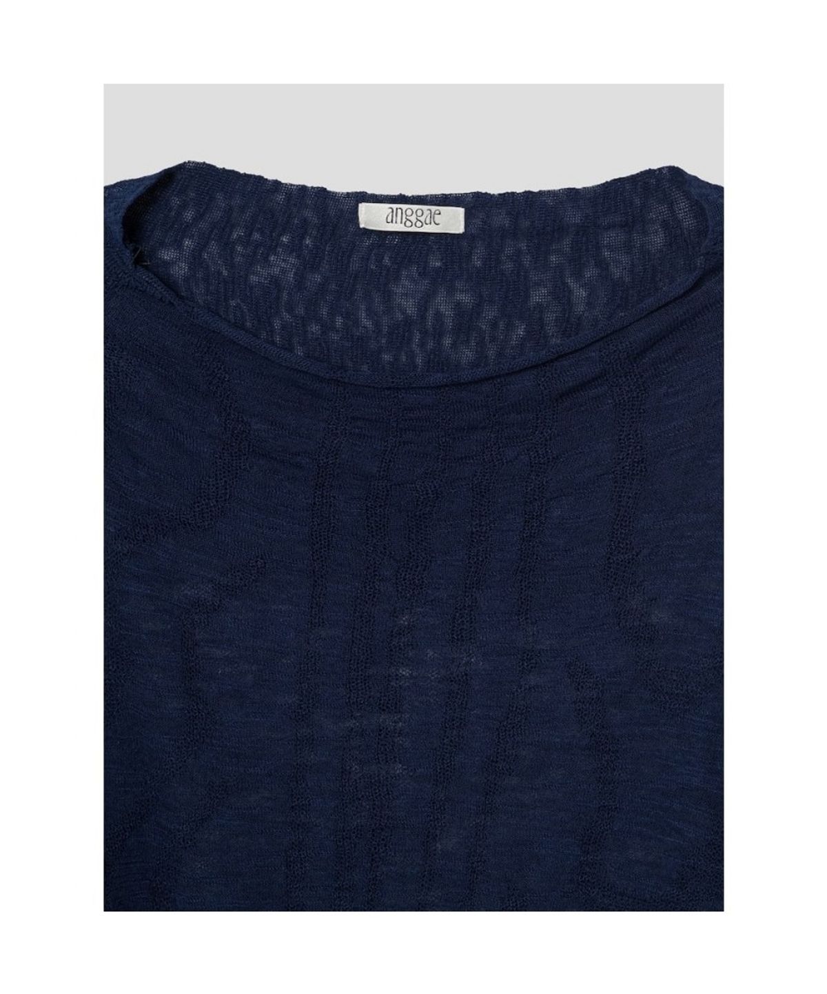 앙개(ANGGAE) Wave Knit Half Sleeve Top  Navy