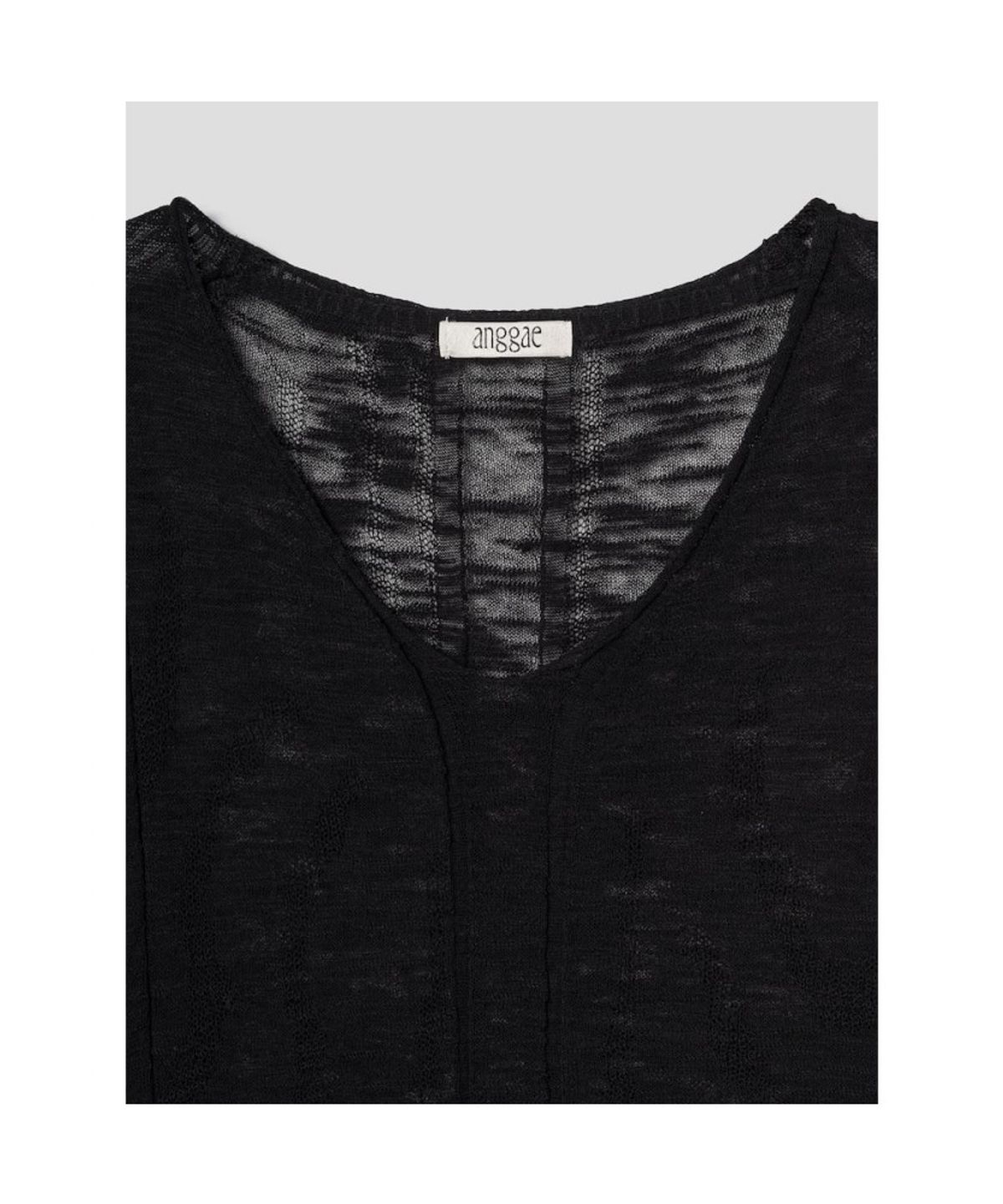 앙개(ANGGAE) Wave Knit Loose Pullover  Black