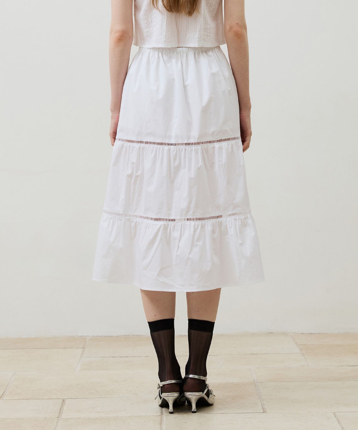 아리킴(ARIKIM) MUSE TIERED MIDI SKIRT / WHITE
